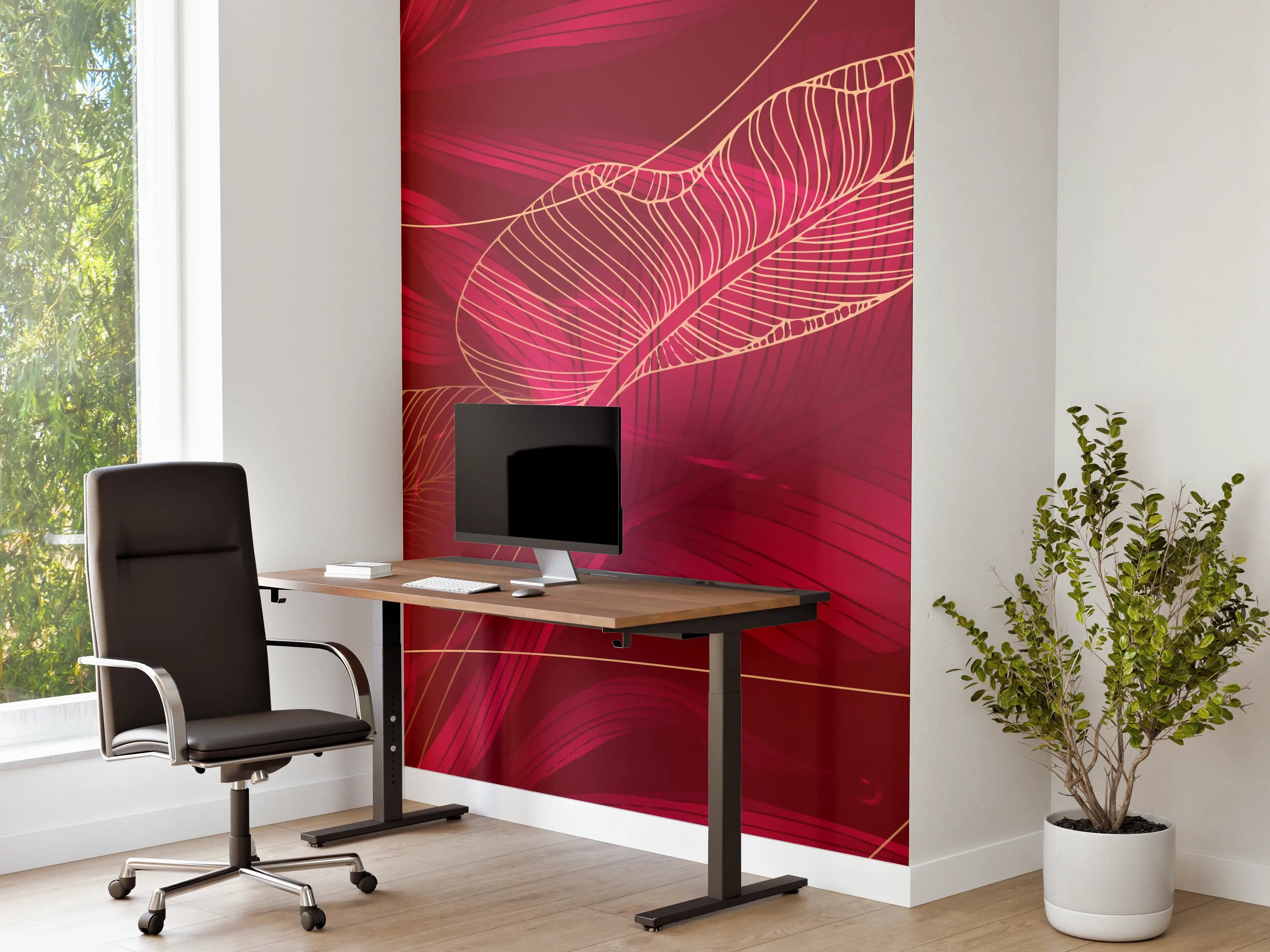 Büro Wandgestaltung - Rote Florale Muster Textur