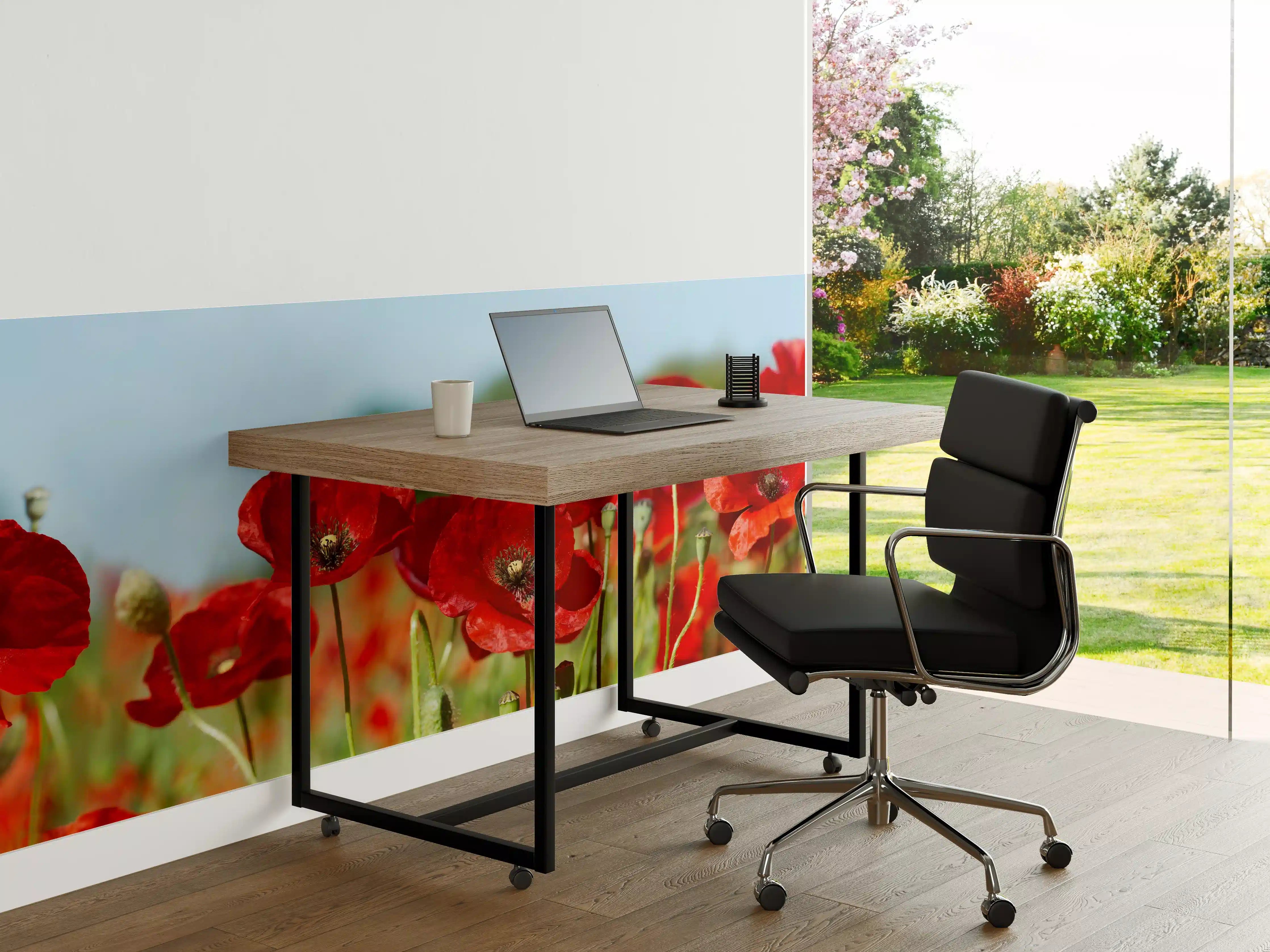 Büro Wandgestaltung - Rote Mohnblumen auf einem Feld