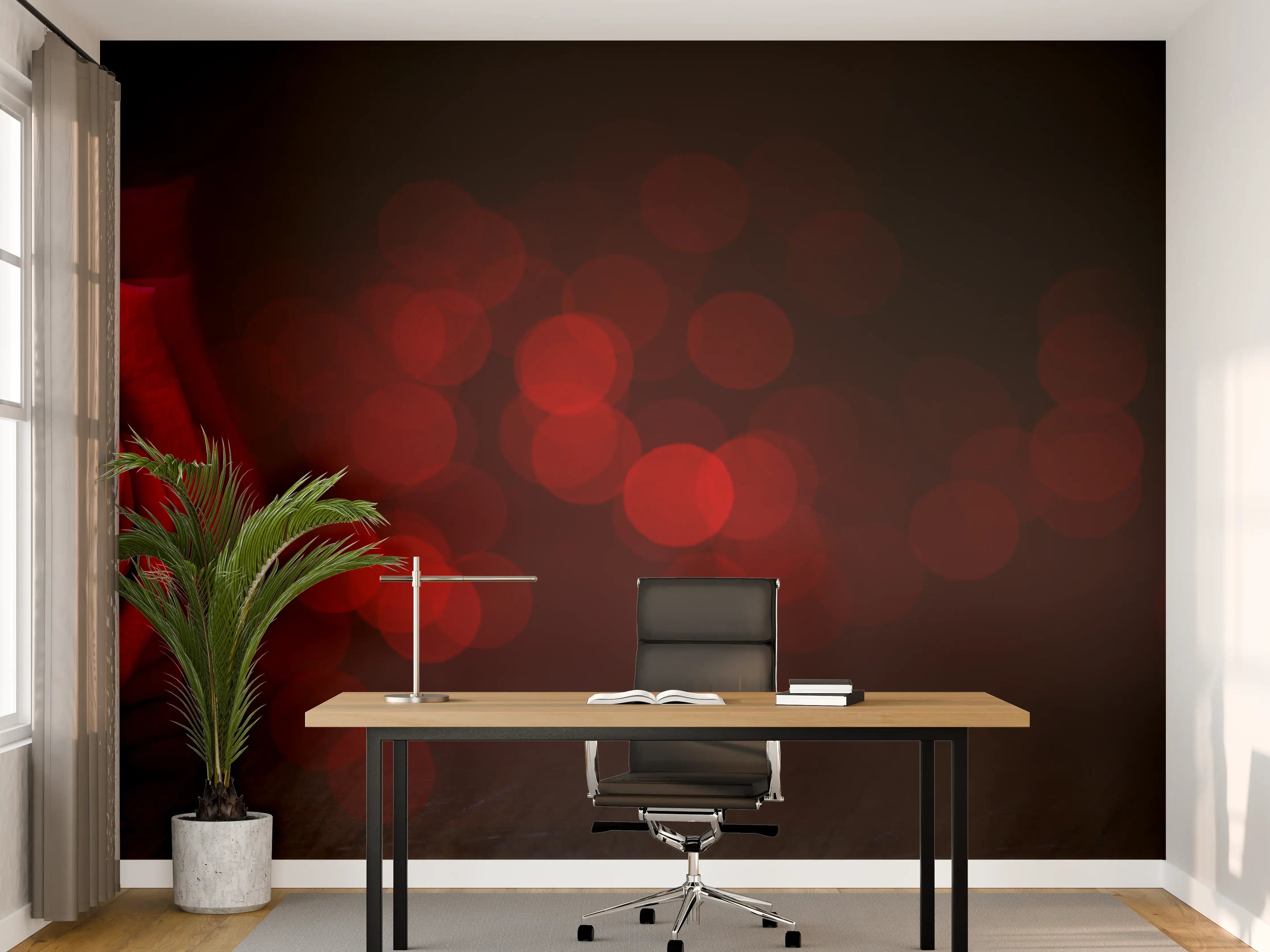 Büro Wandgestaltung - Rote Rose auf schwarzem Hintergrund