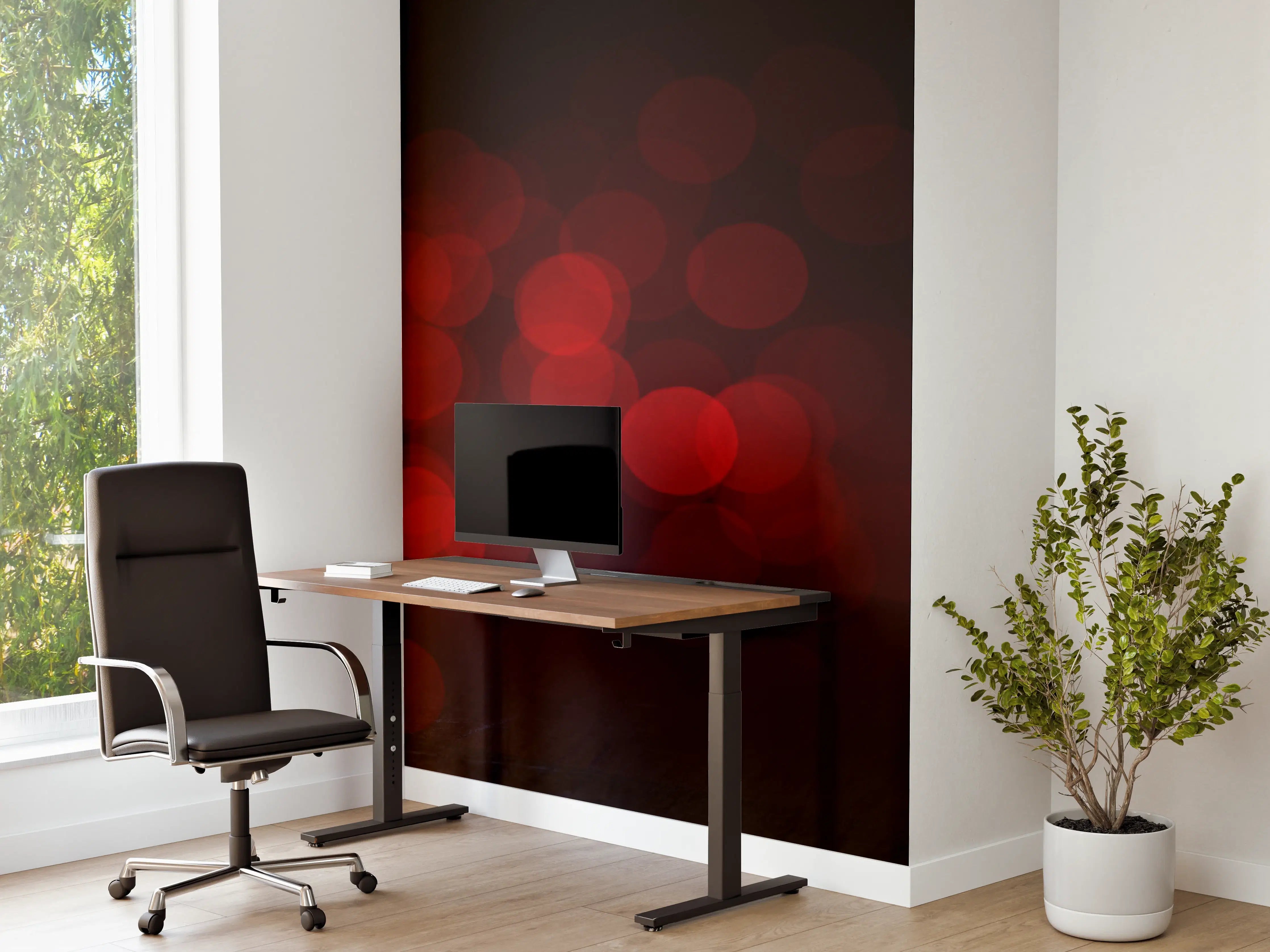 Büro Wandgestaltung - Rote Rose auf schwarzem Hintergrund