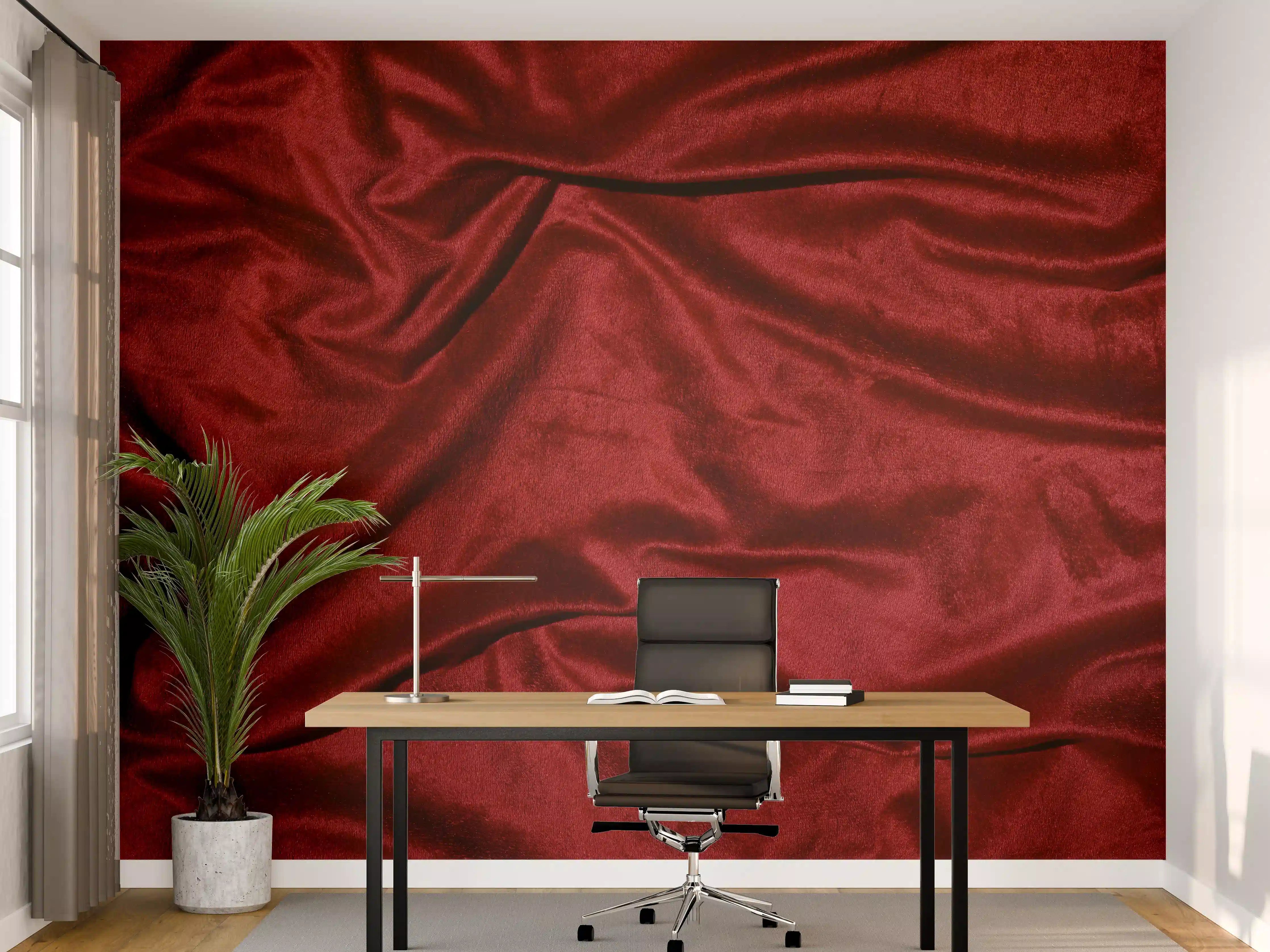 Büro Wandgestaltung - Rote Satin Seide