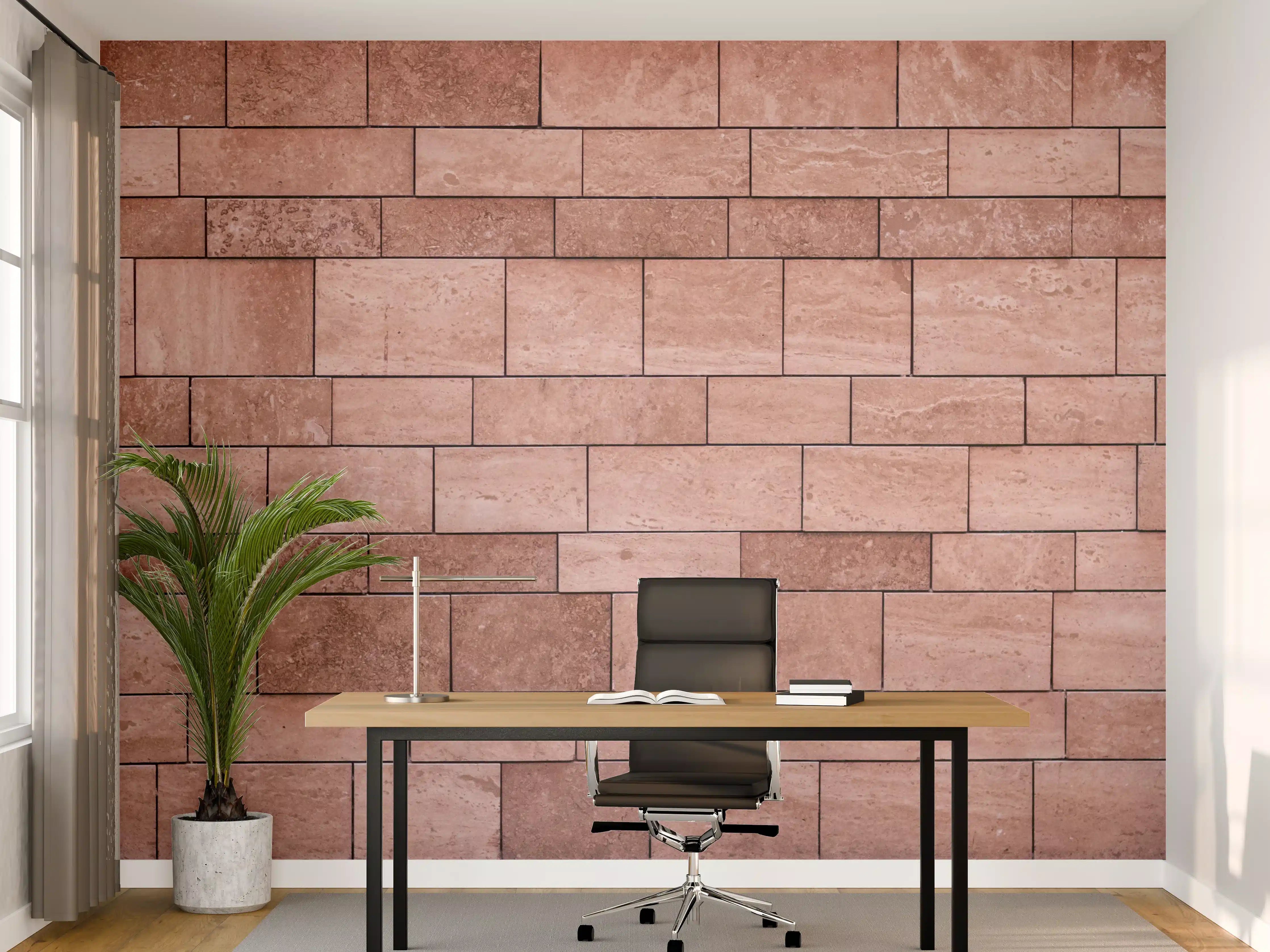 Büro Wandgestaltung - Rote Ziegelsteinmauer im Nahaufnahme-Stil