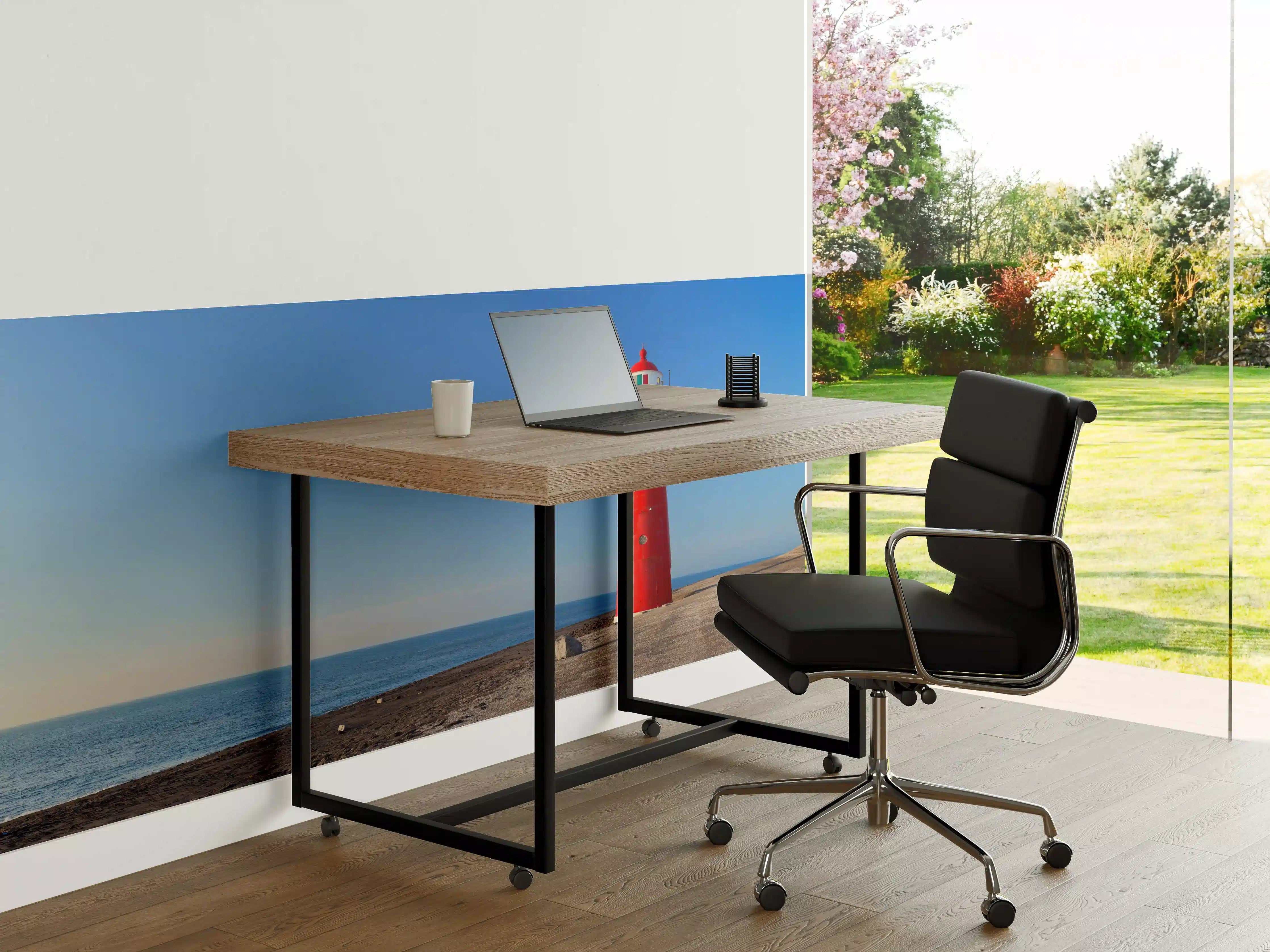 Büro Wandgestaltung - Roter Leuchtturm am Meer