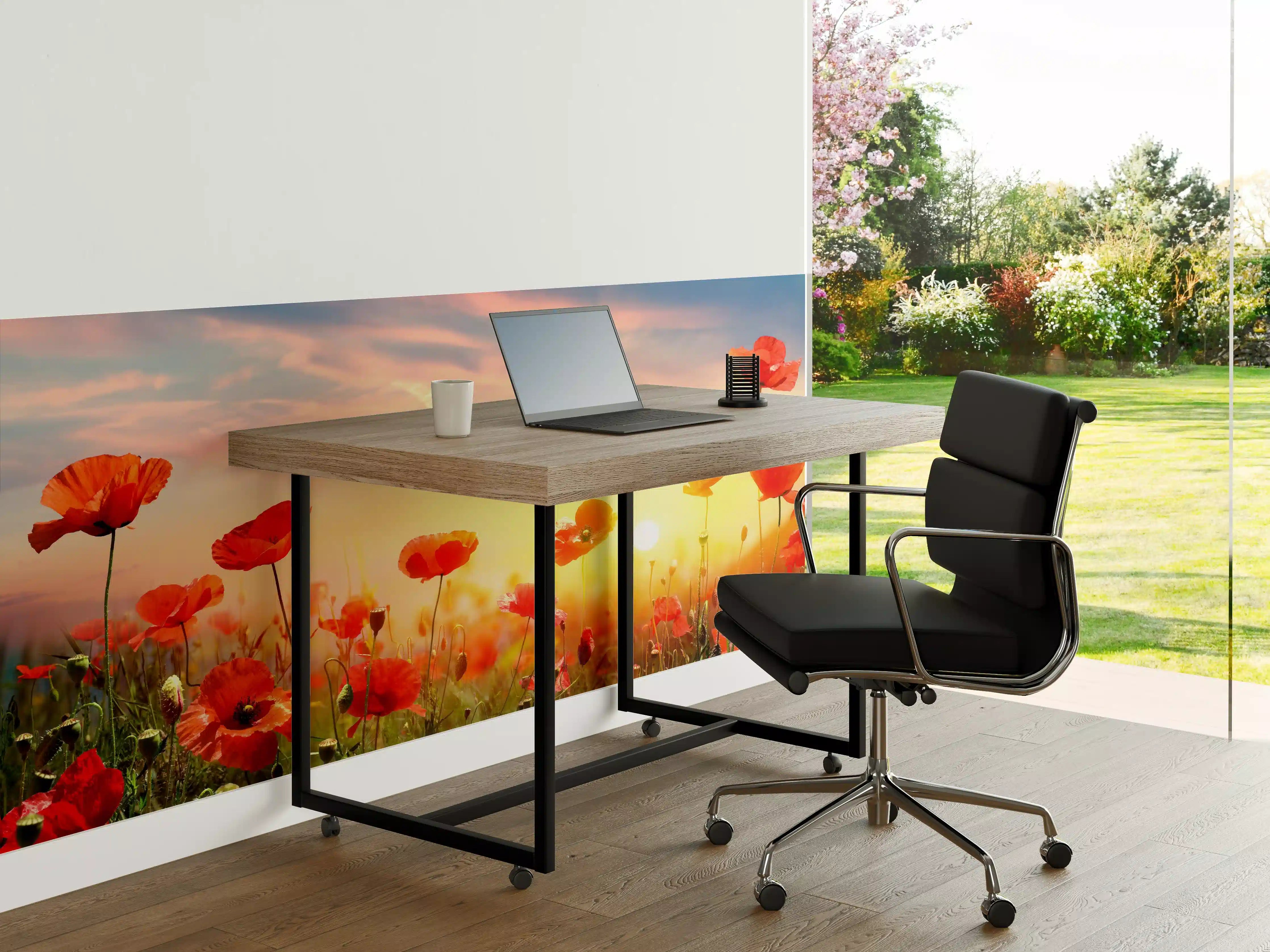 Büro Wandgestaltung - Roter Mohnfeld Sonnenaufgang
