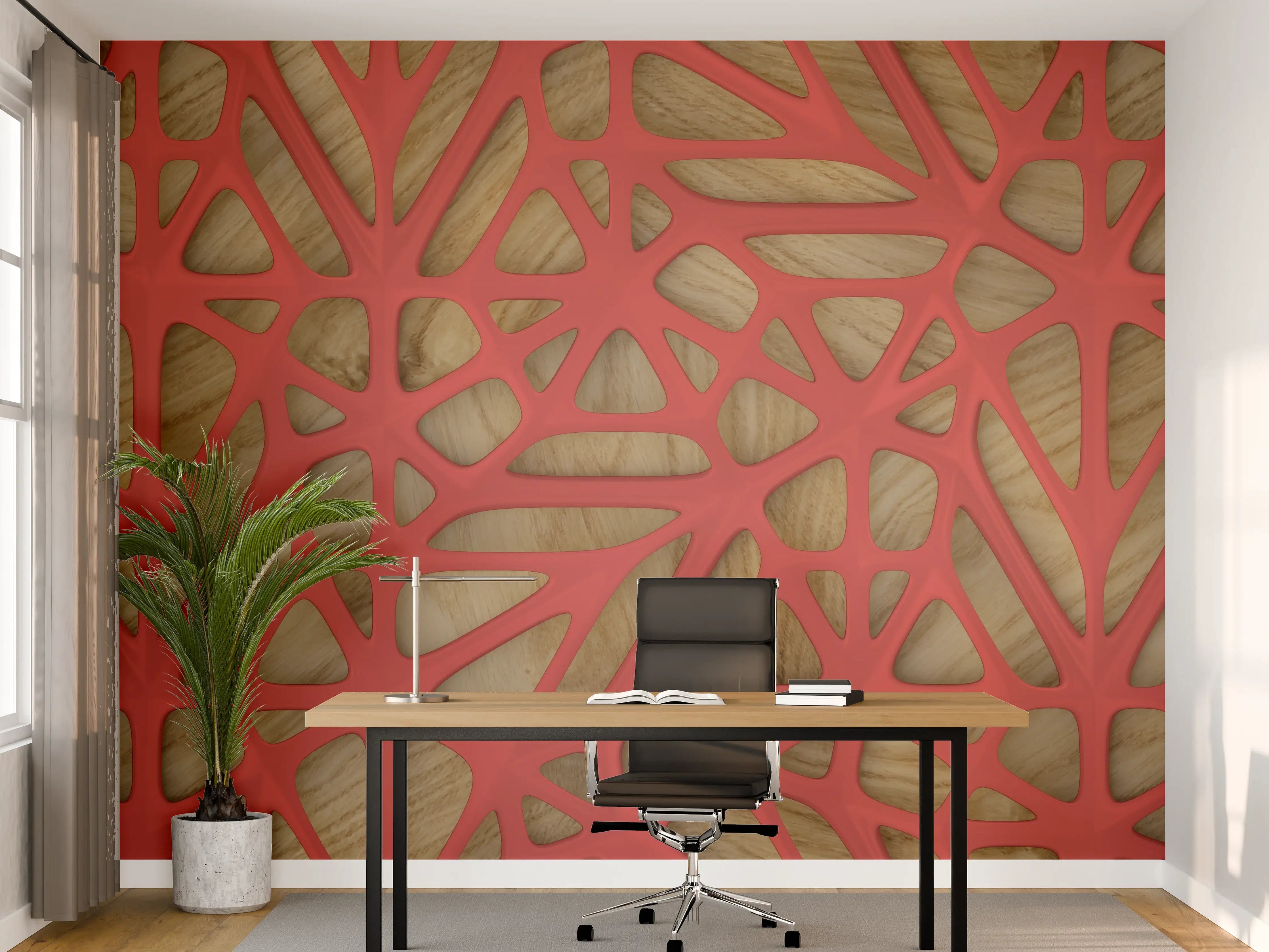 Büro Wandgestaltung - Rotes Gitter Muster