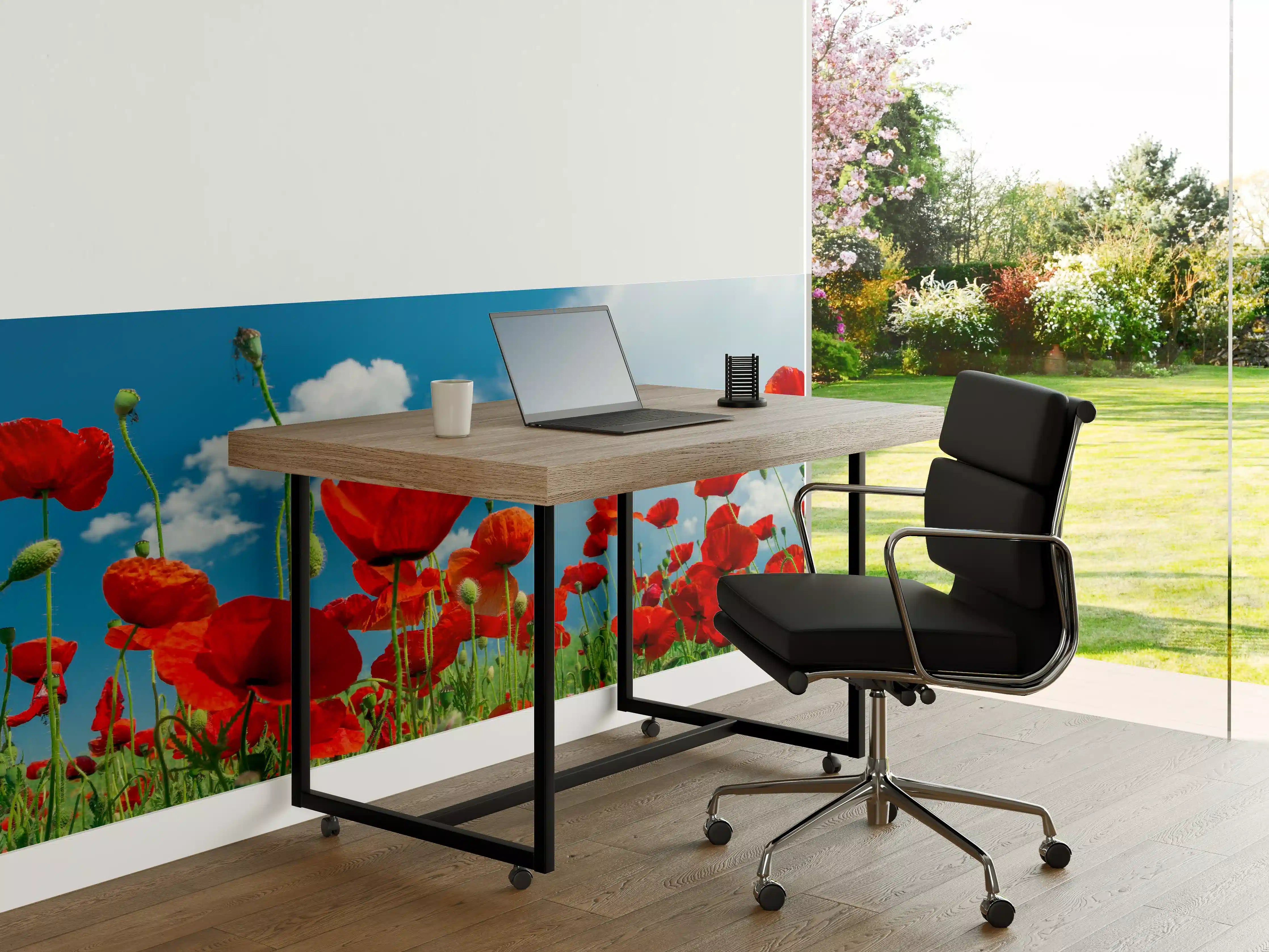 Büro Wandgestaltung - Rotes Mohnblumenfeld