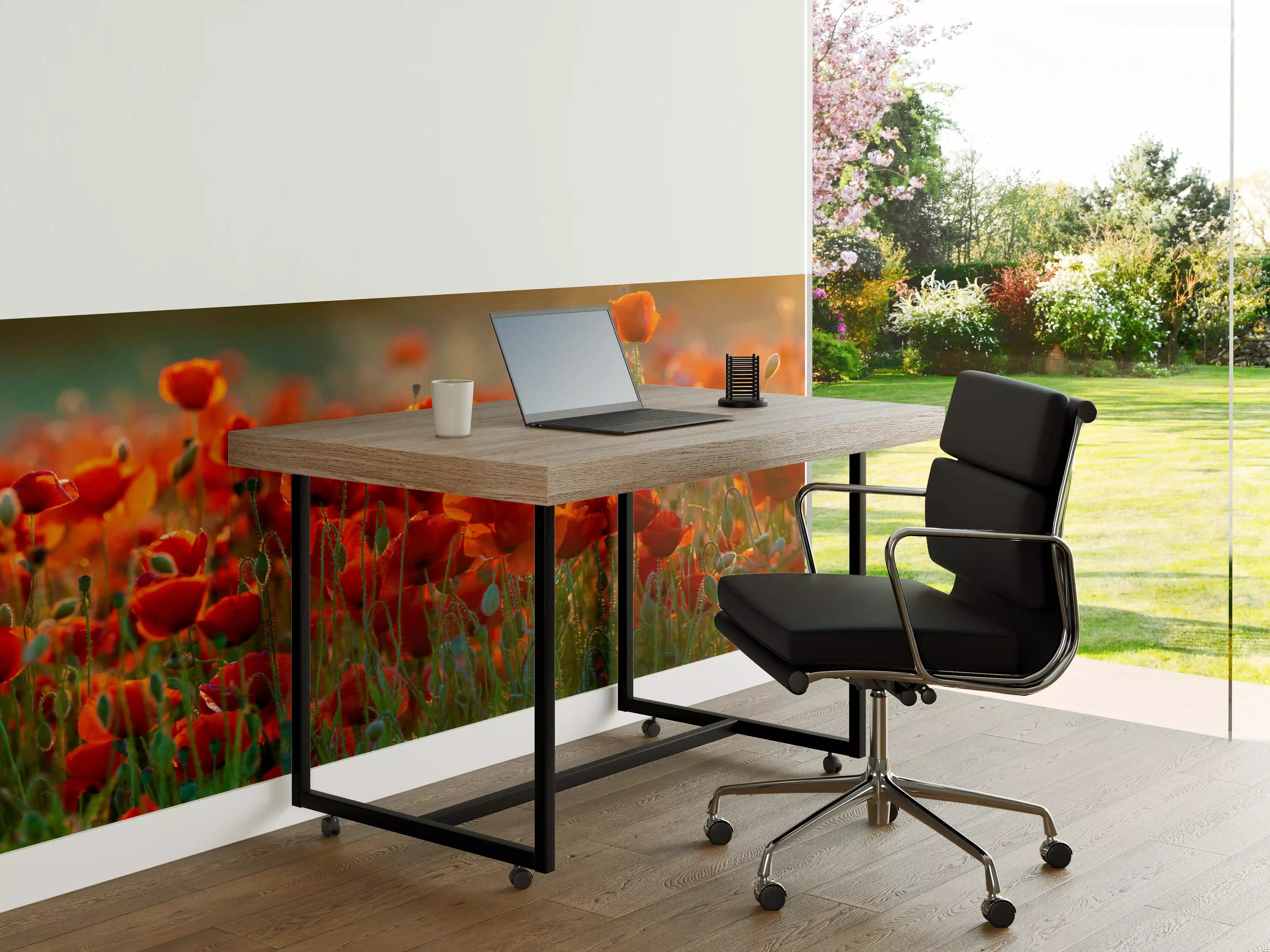 Büro Wandgestaltung - Rotes Mohnfeld Panorama