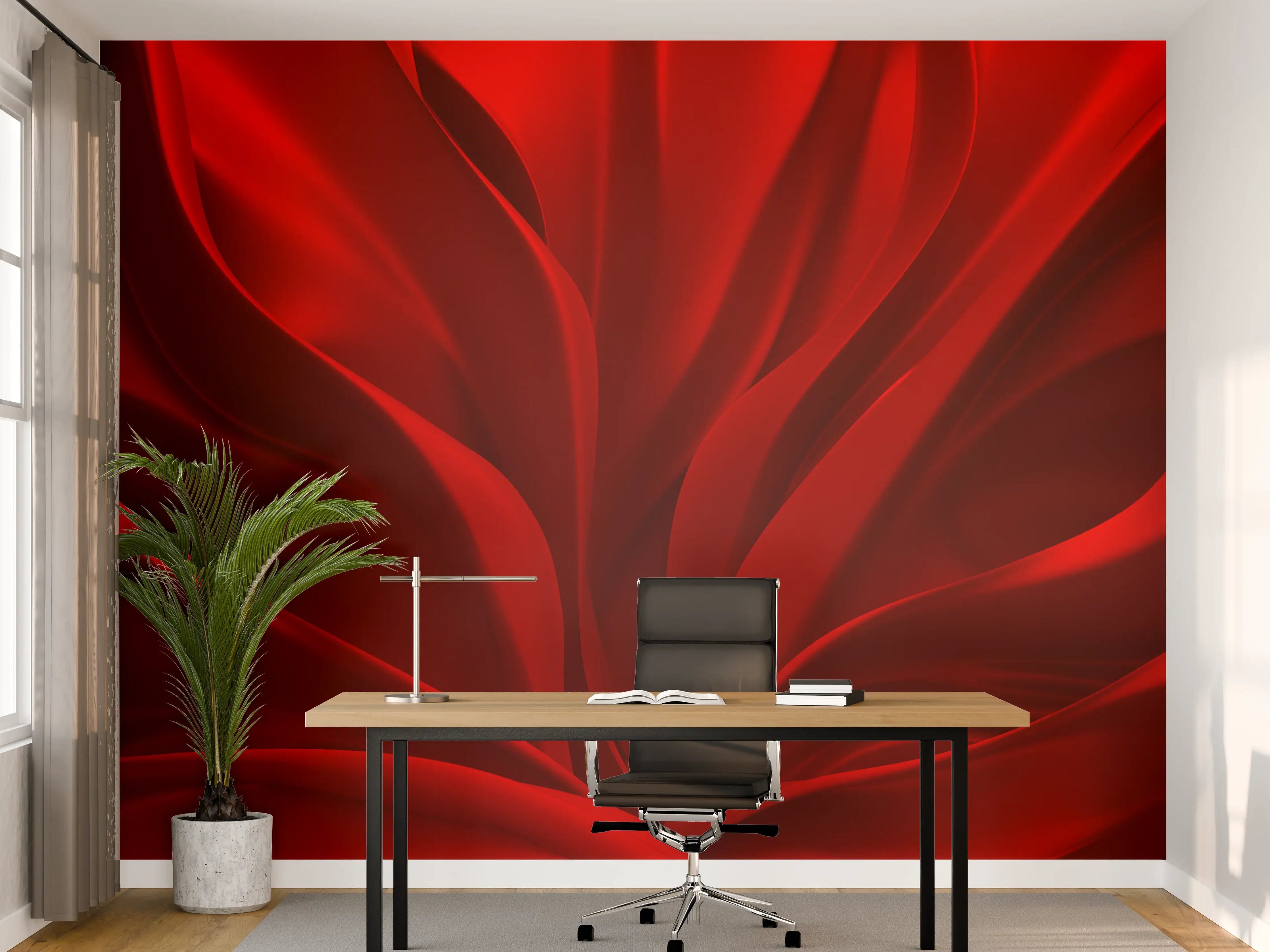 Büro Wandgestaltung - Rotes Wellen Muster