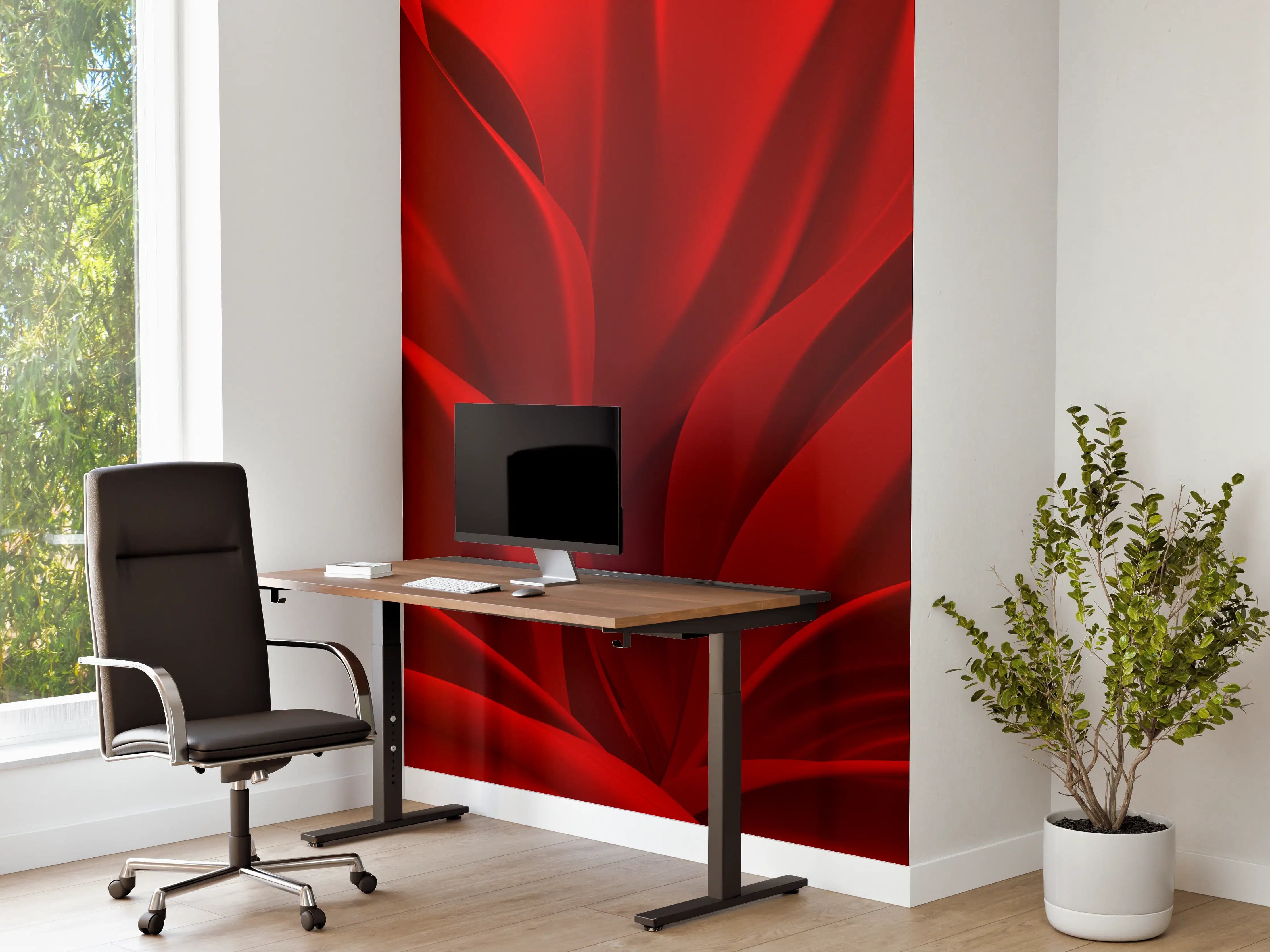 Büro Wandgestaltung - Rotes Wellen Muster