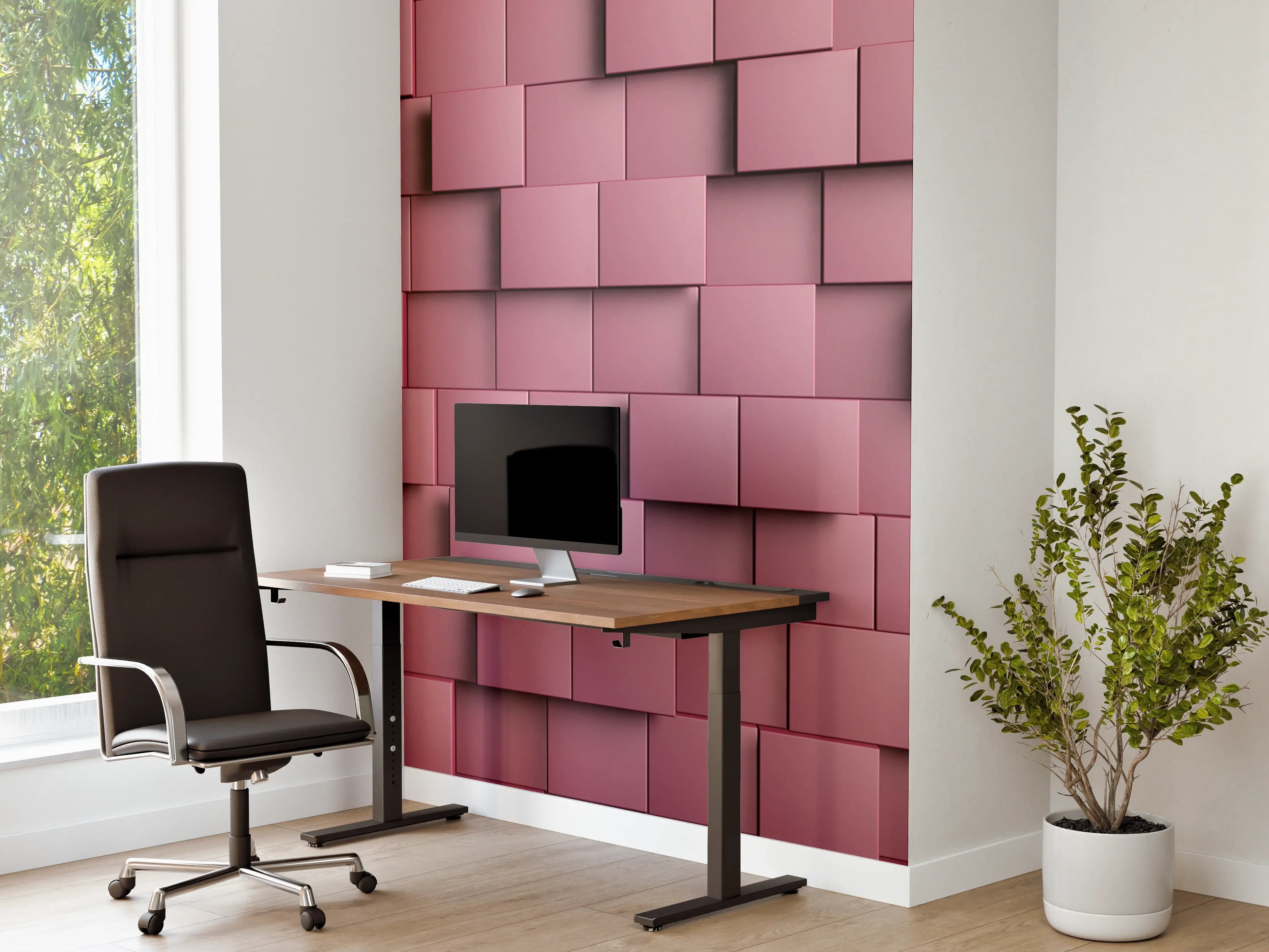 Büro Wandgestaltung - Rotes Würfel-Muster Hintergrund