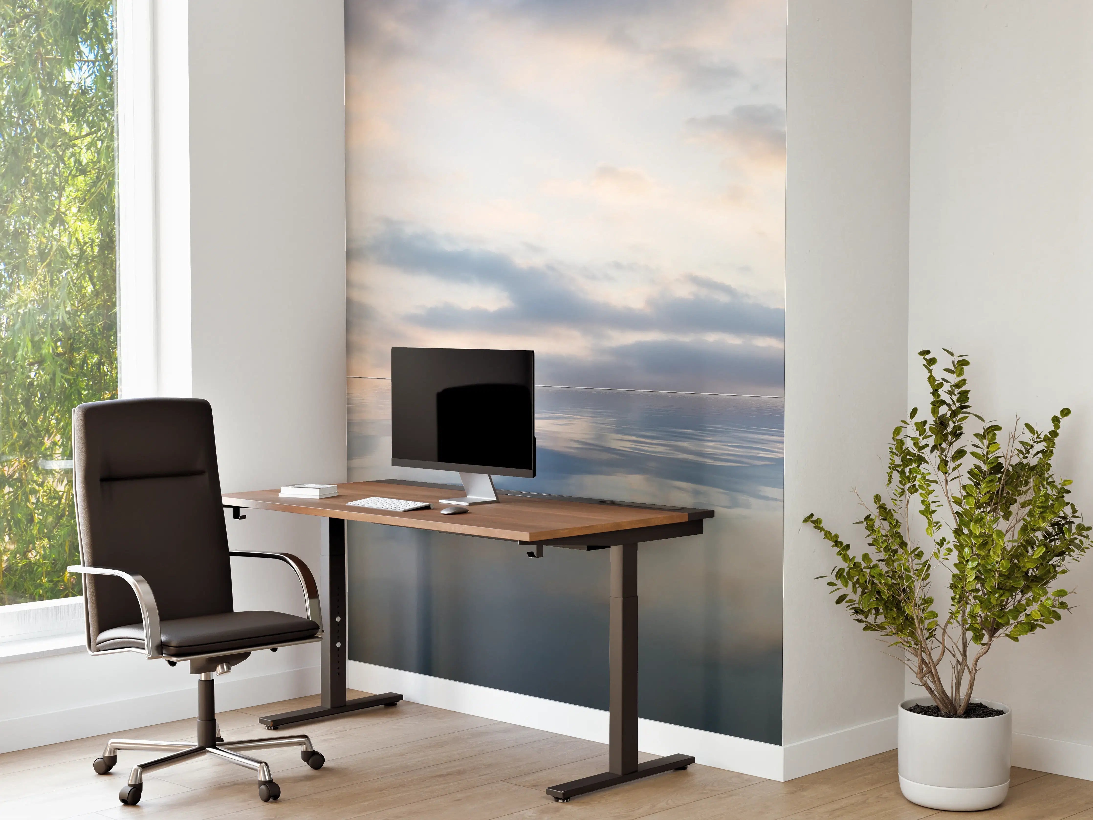 Büro Wandgestaltung - Ruhiges Wasser mit sanften Wolkenstrukturen