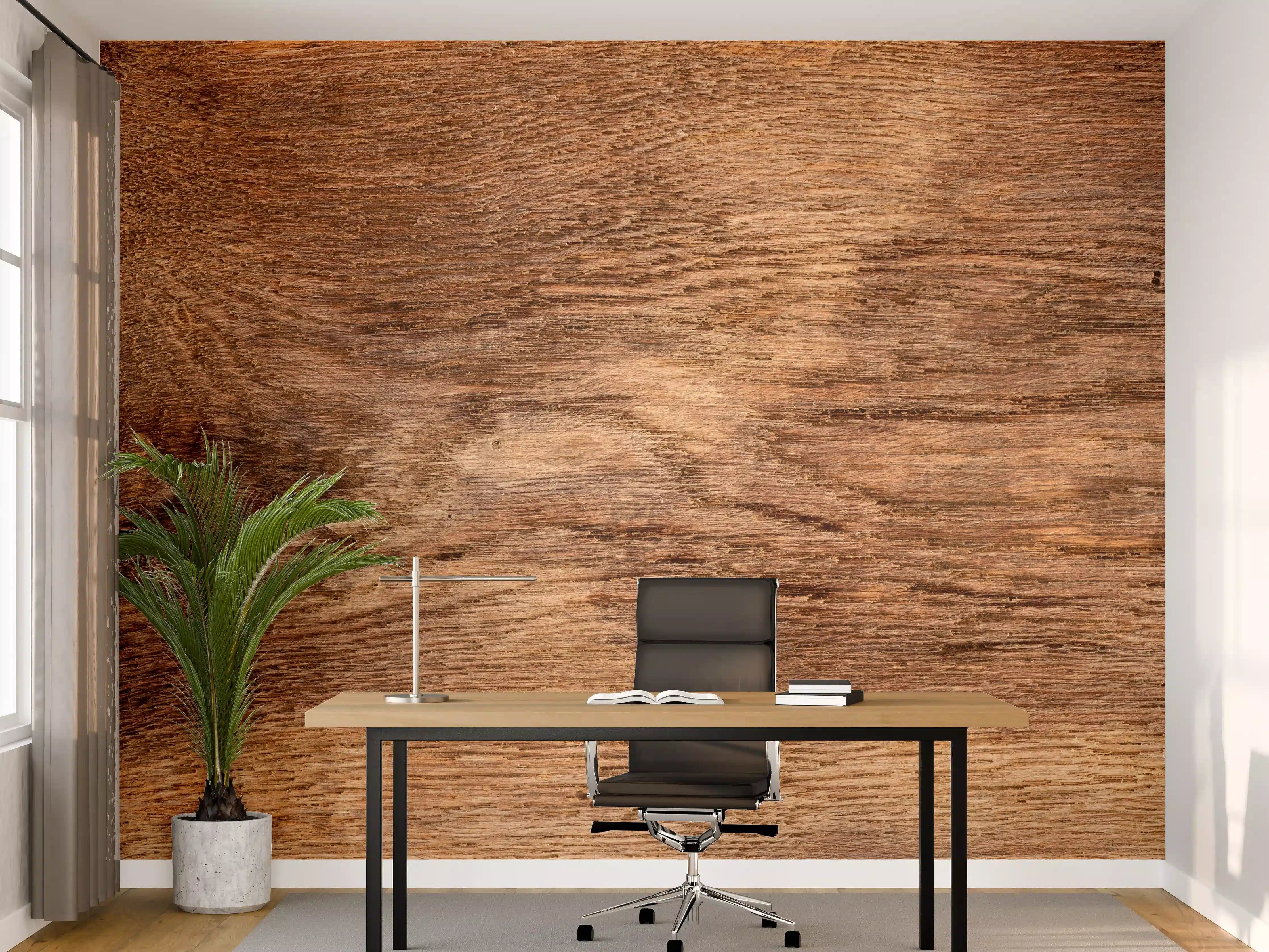 Büro Wandgestaltung - Rustikale Eichenholzplatte