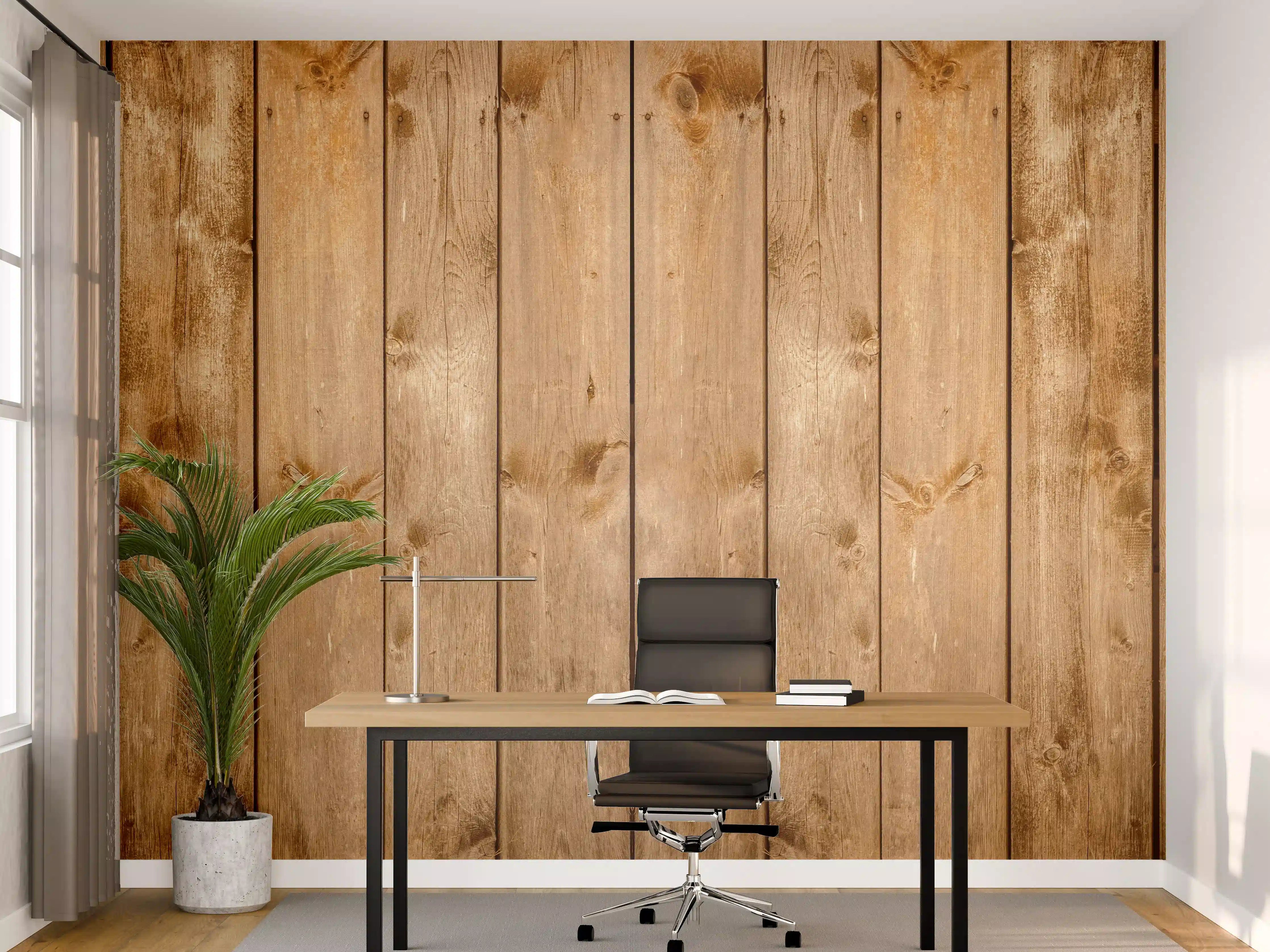 Büro Wandgestaltung - Rustikale Holzpaneele Braun