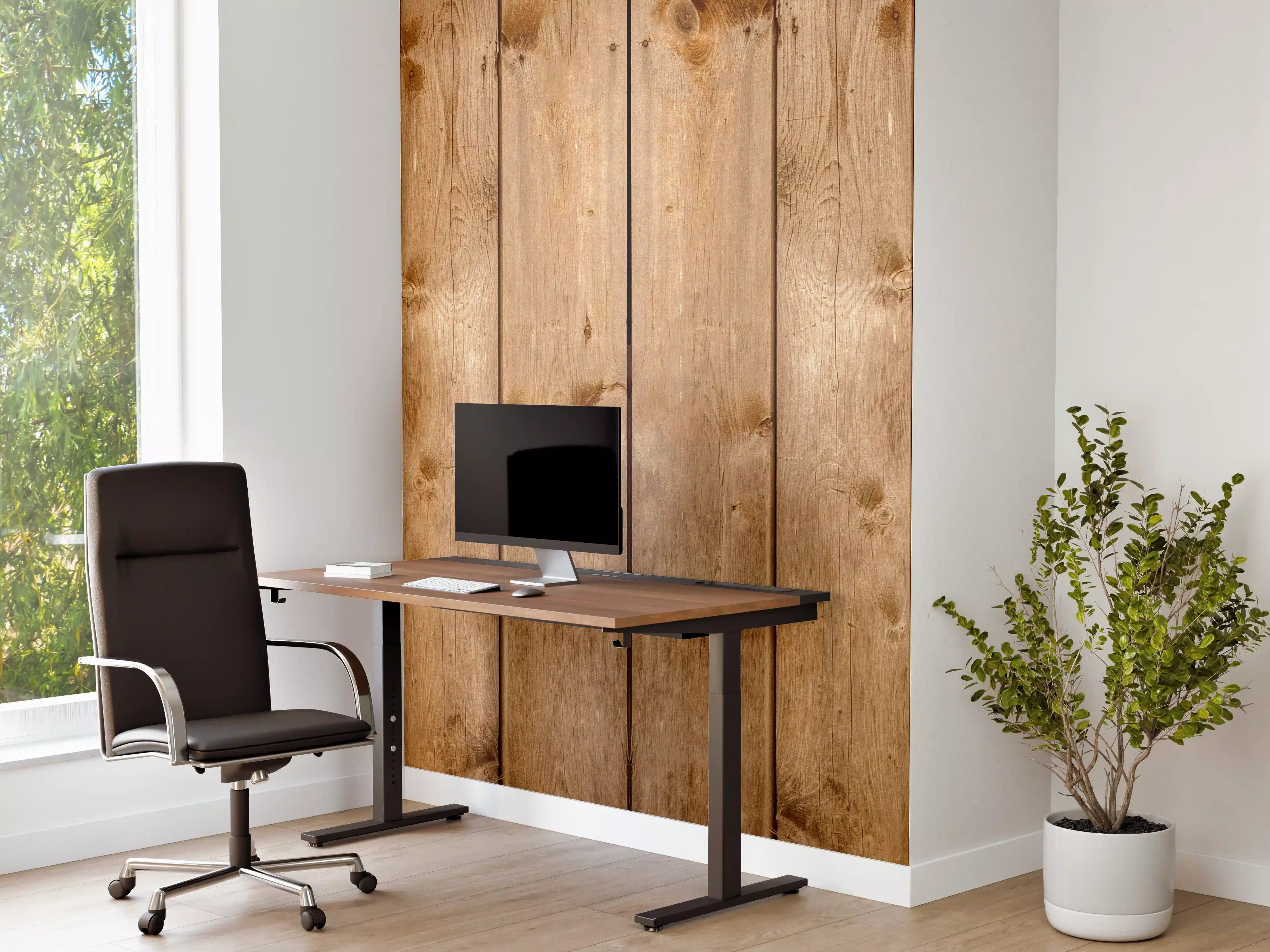 Büro Wandgestaltung - Rustikale Holzpaneele Braun