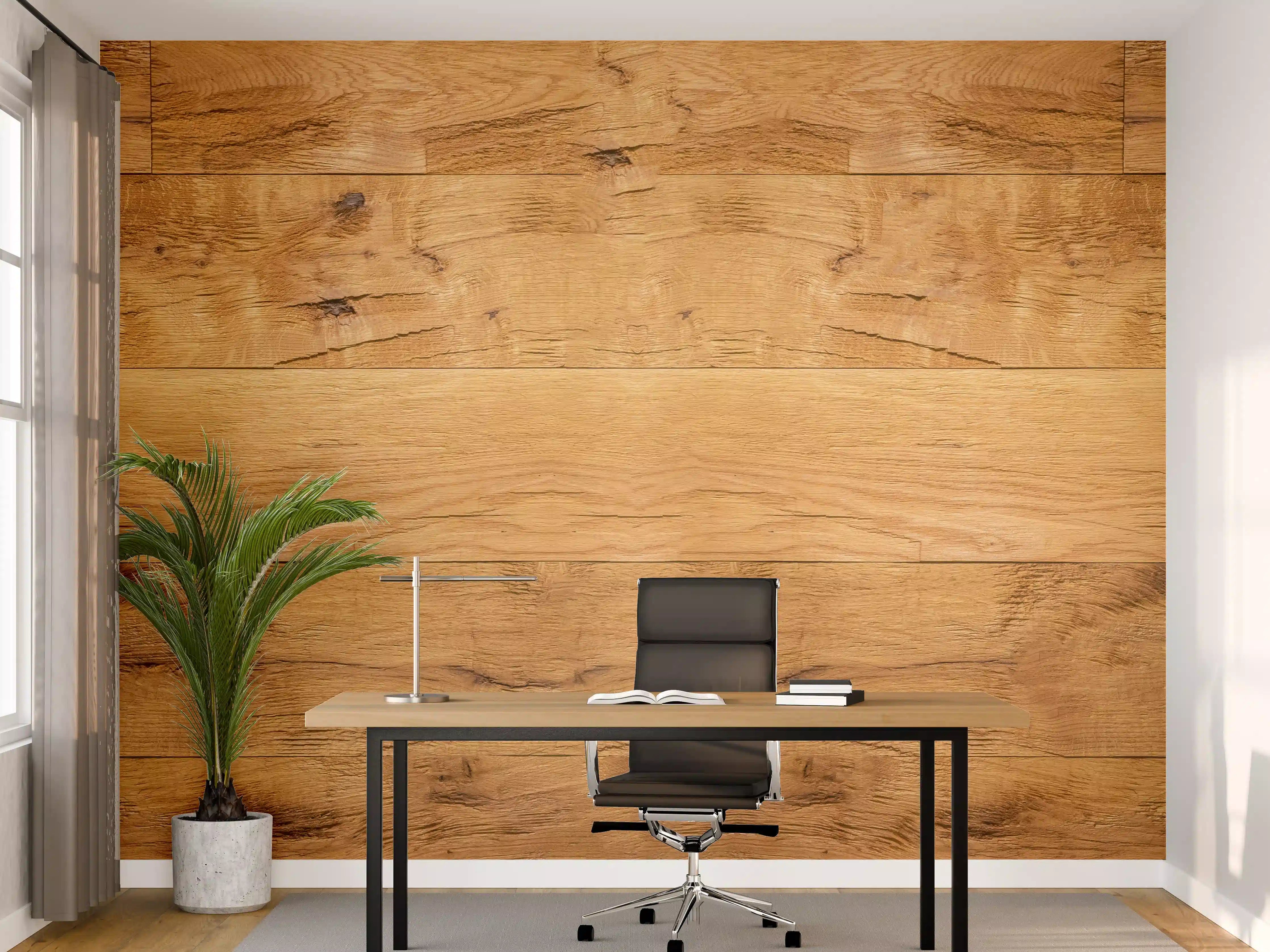 Büro Wandgestaltung - Rustikale Holzplatte