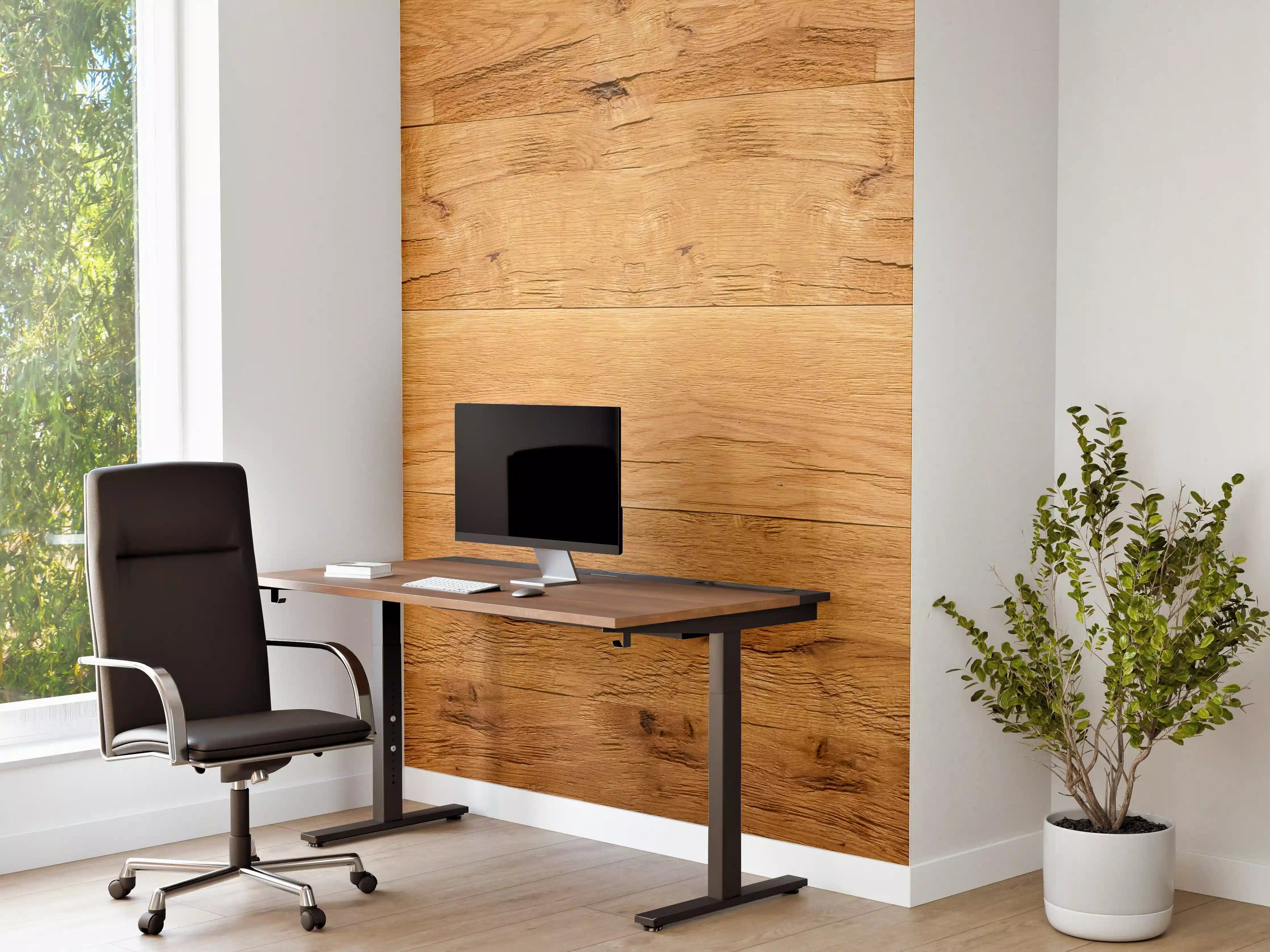 Büro Wandgestaltung - Rustikale Holzplatte