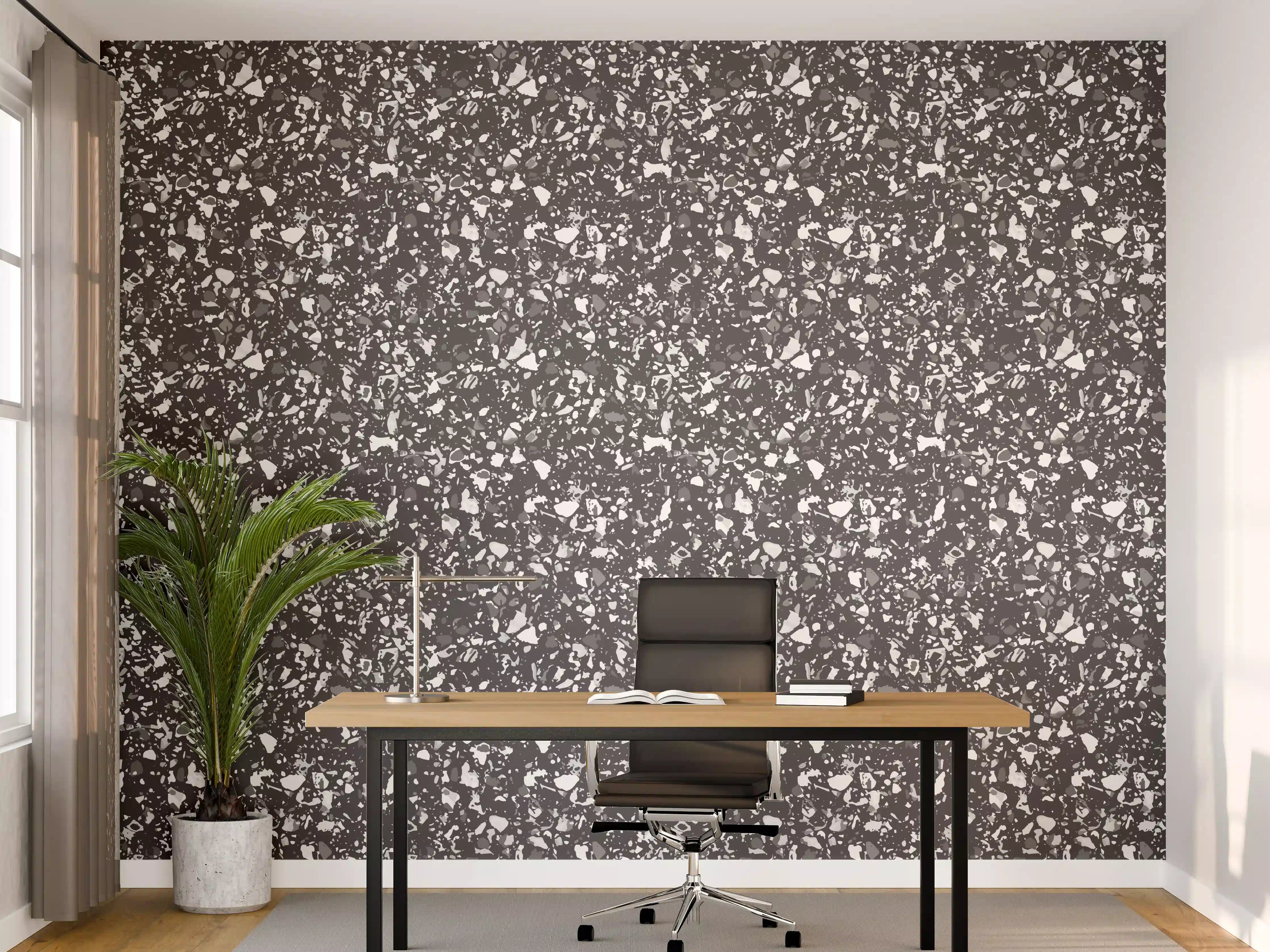 Büro Wandgestaltung - Rustikaler Antrazit-Terrazzo-Look