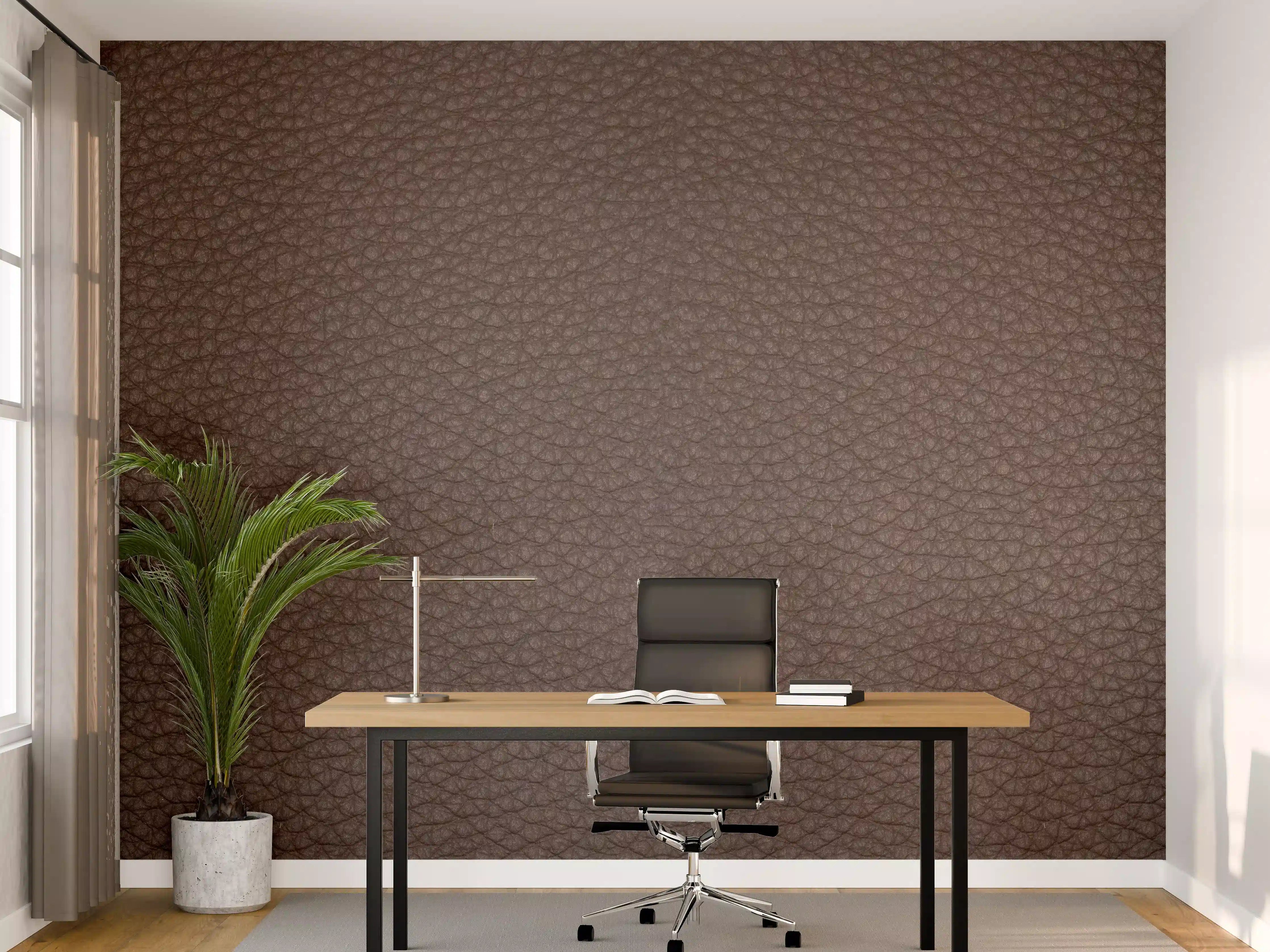 Büro Wandgestaltung - Rustikales Dunkelbraun Leder