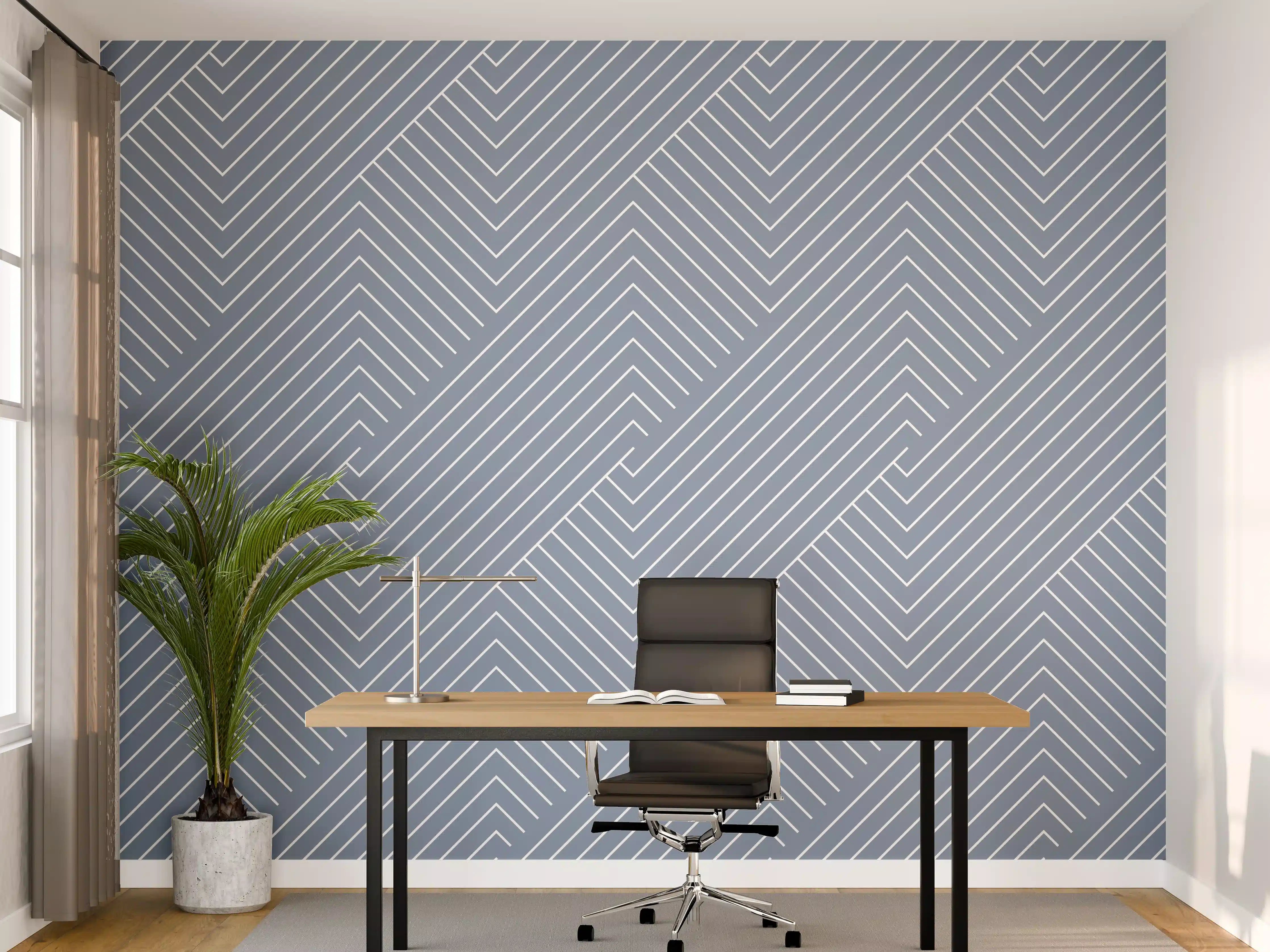 Büro Wandgestaltung - Sanfte Blautöne, geometrische Muster