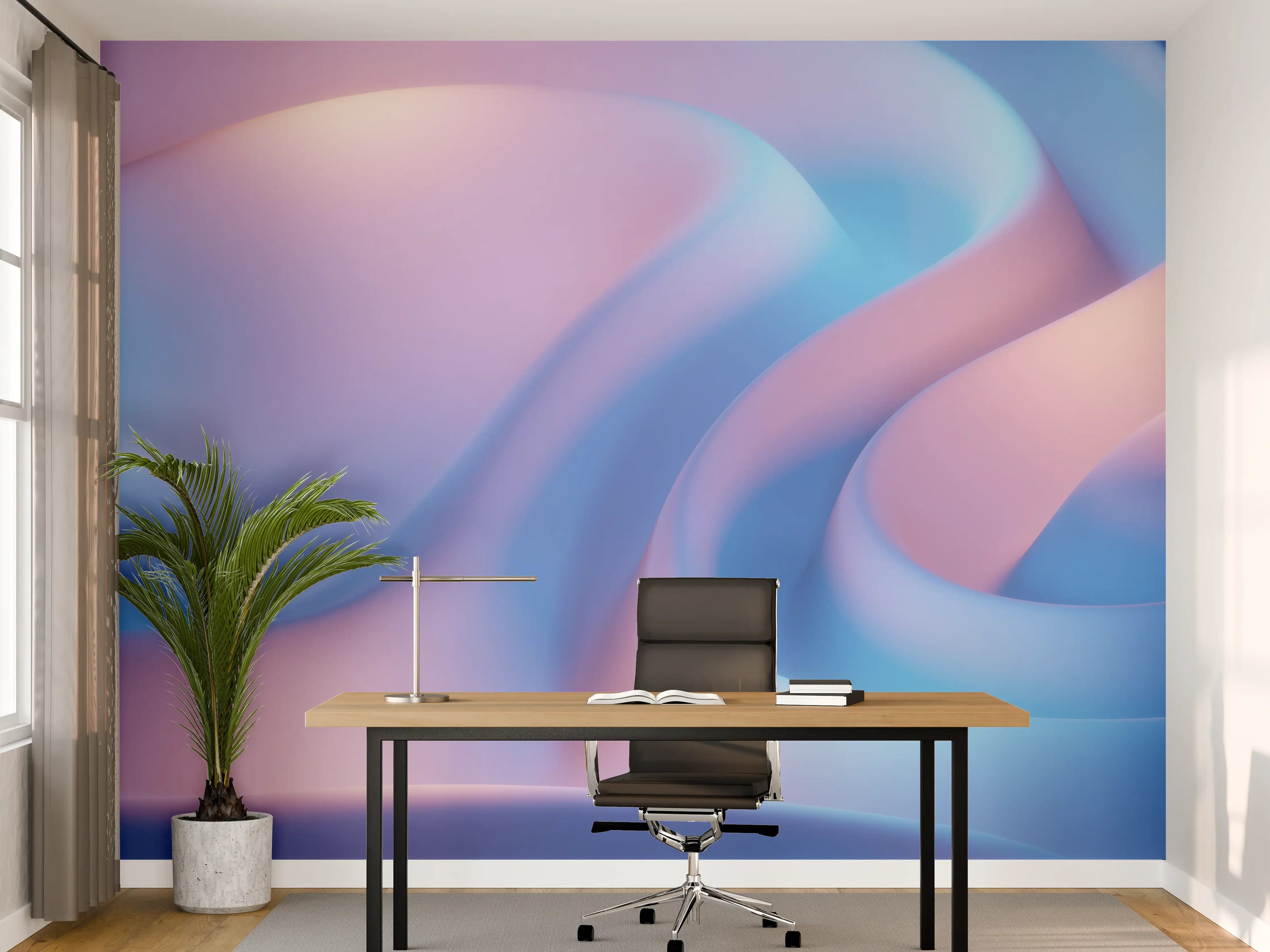 Büro Wandgestaltung - Sanfte Farbverläufe in Blau und Rosa
