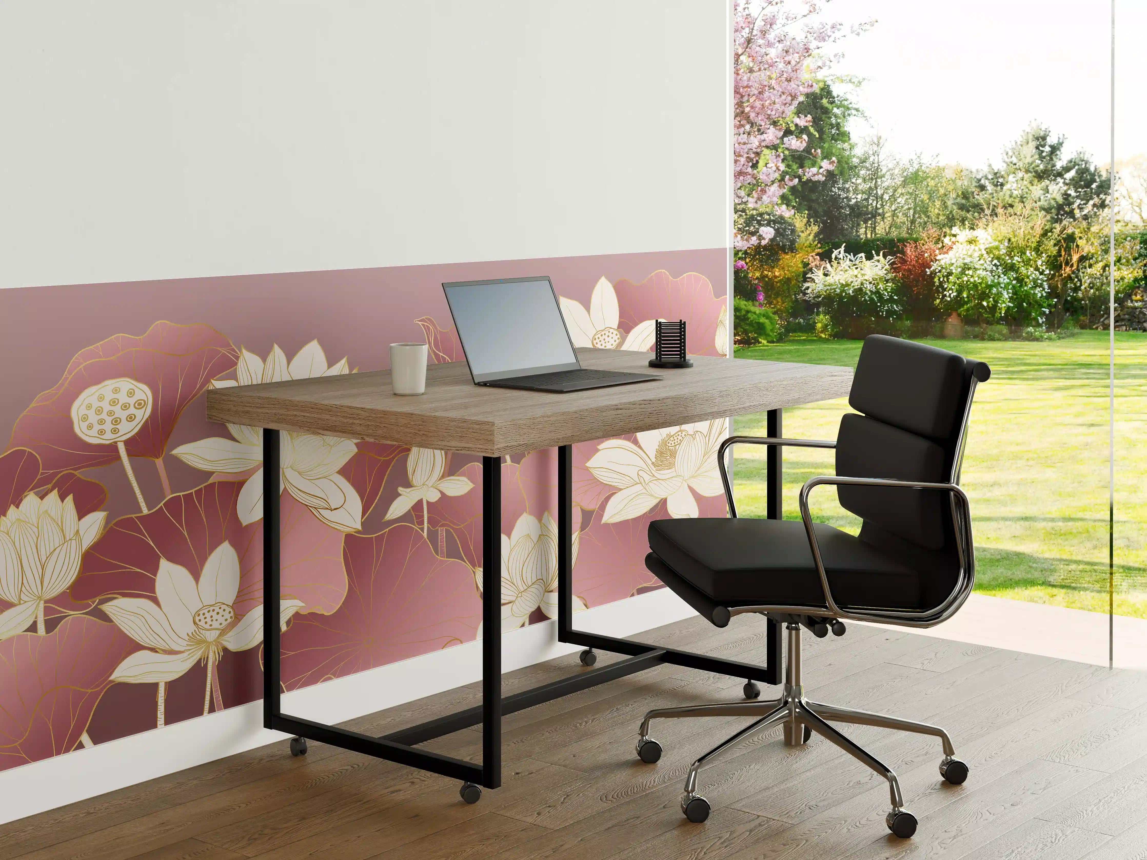 Büro Wandgestaltung - Sanfte Grautöne Lotusblumen