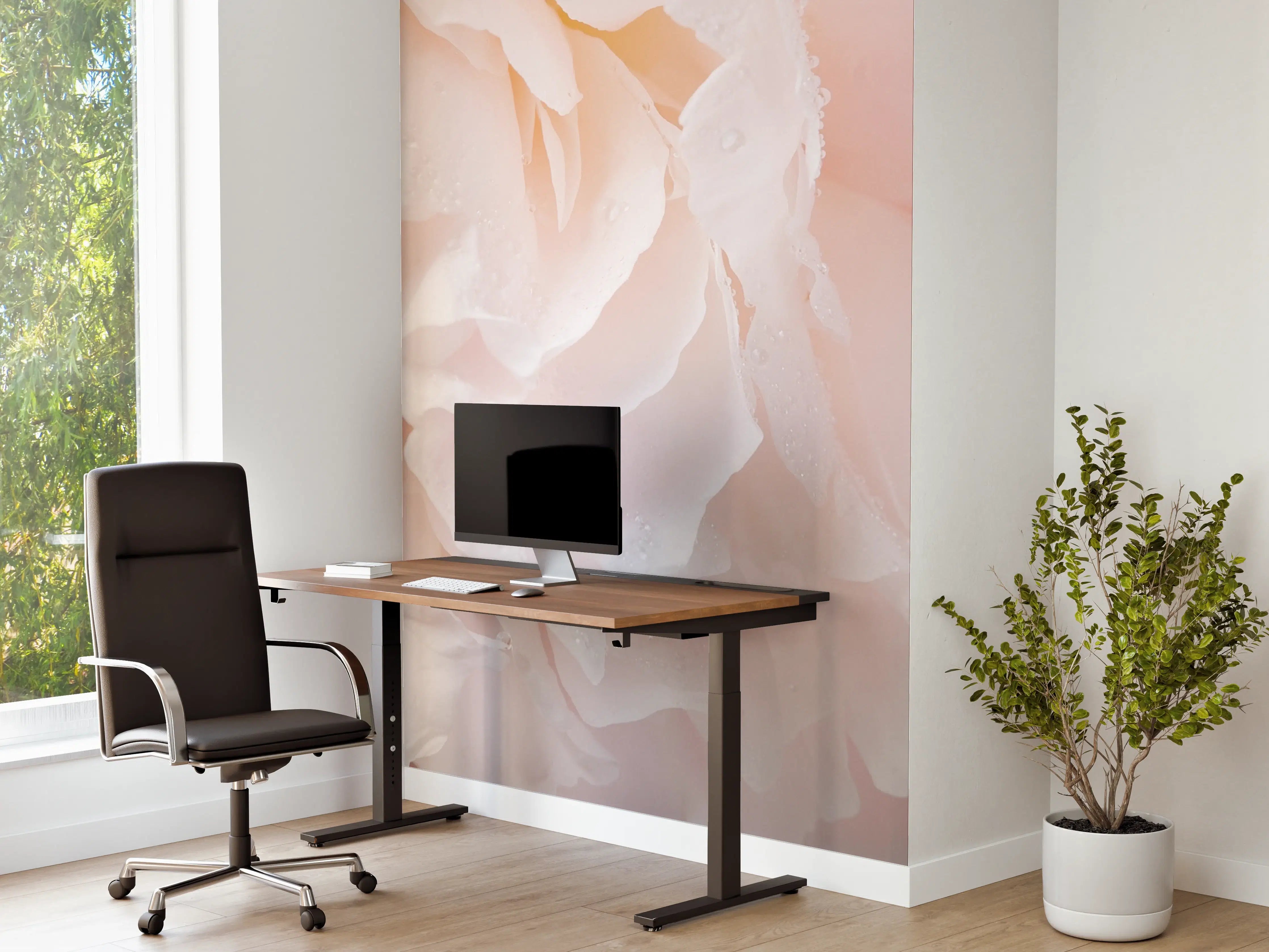 Büro Wandgestaltung - Sanfte Grautöne, Pfingstrosenmeer