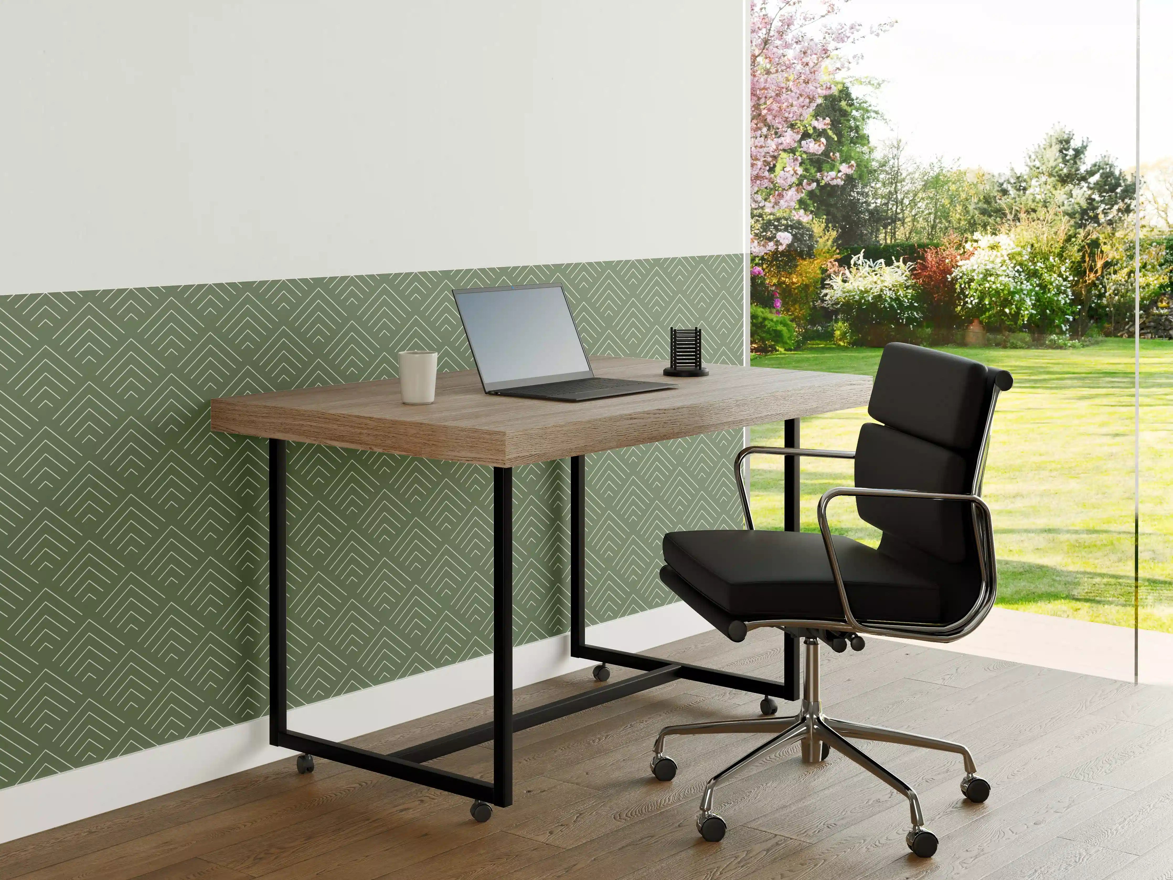 Büro Wandgestaltung - Sanfte Grün- und Grautöne, elegante Dekoration