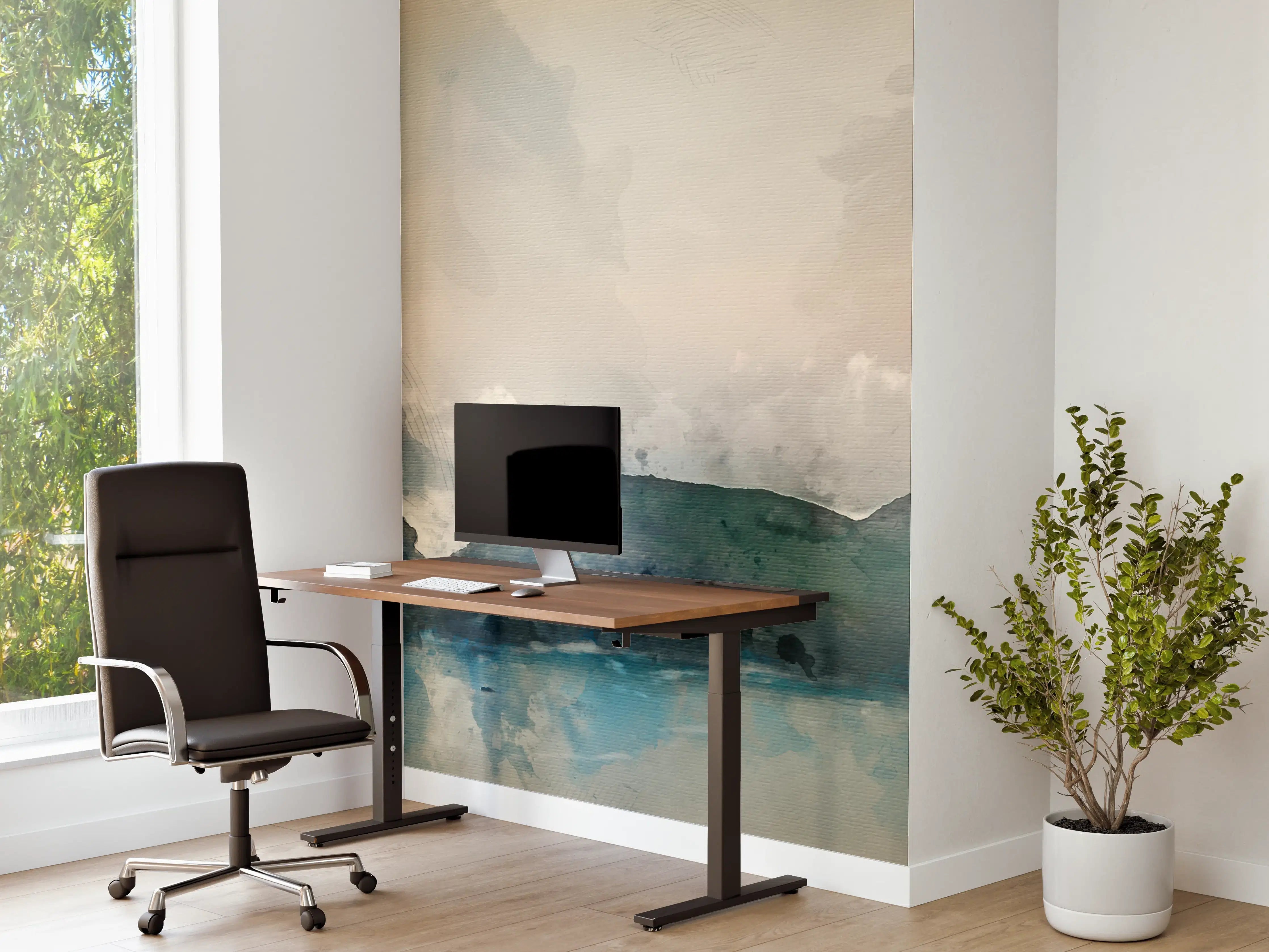 Büro Wandgestaltung - Sanfte Meereslandschaft in Aquarelloptik