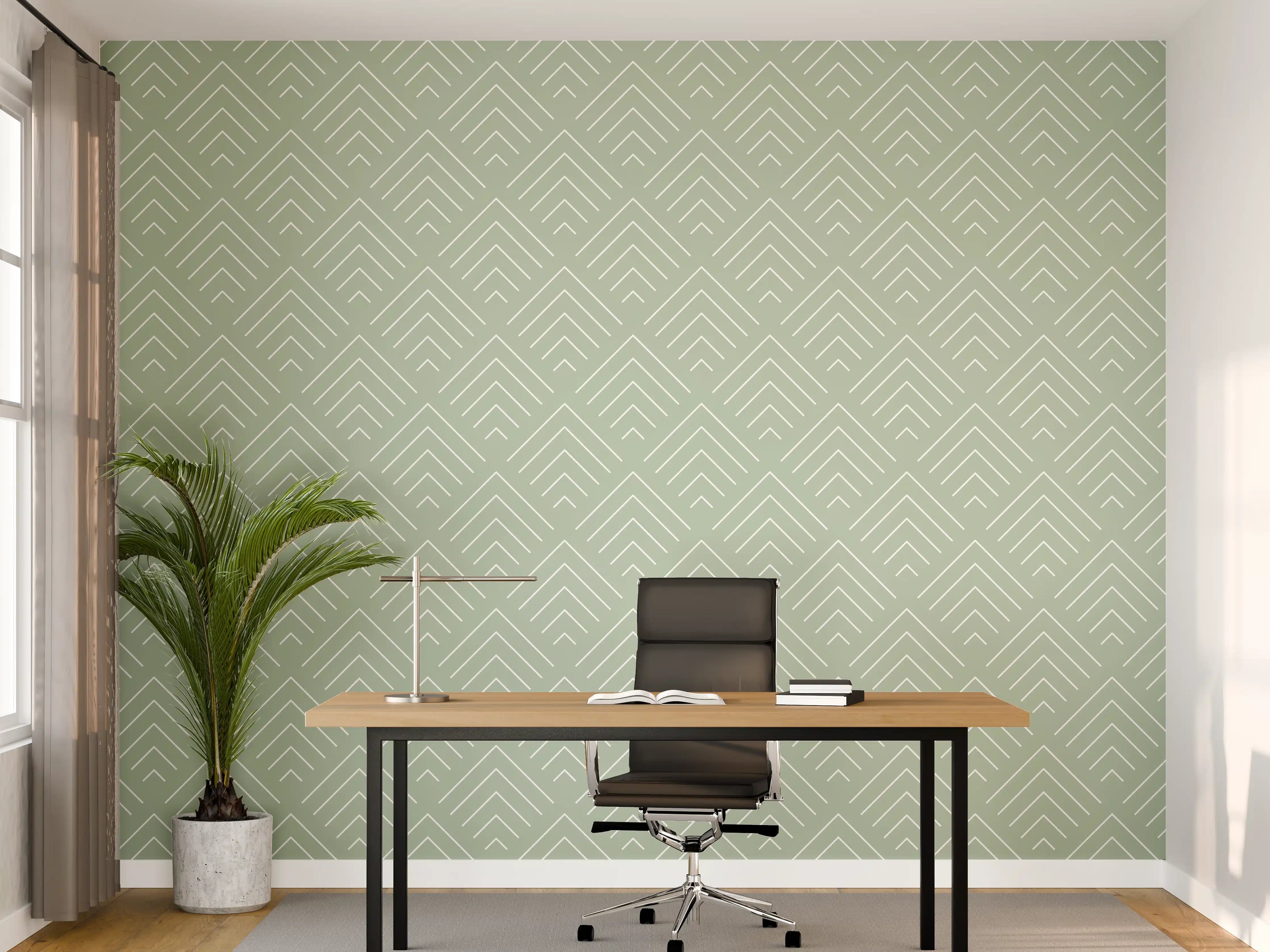 Büro Wandgestaltung - Sanfte Salvia-Farbe mit eleganter Simmetria-Optik