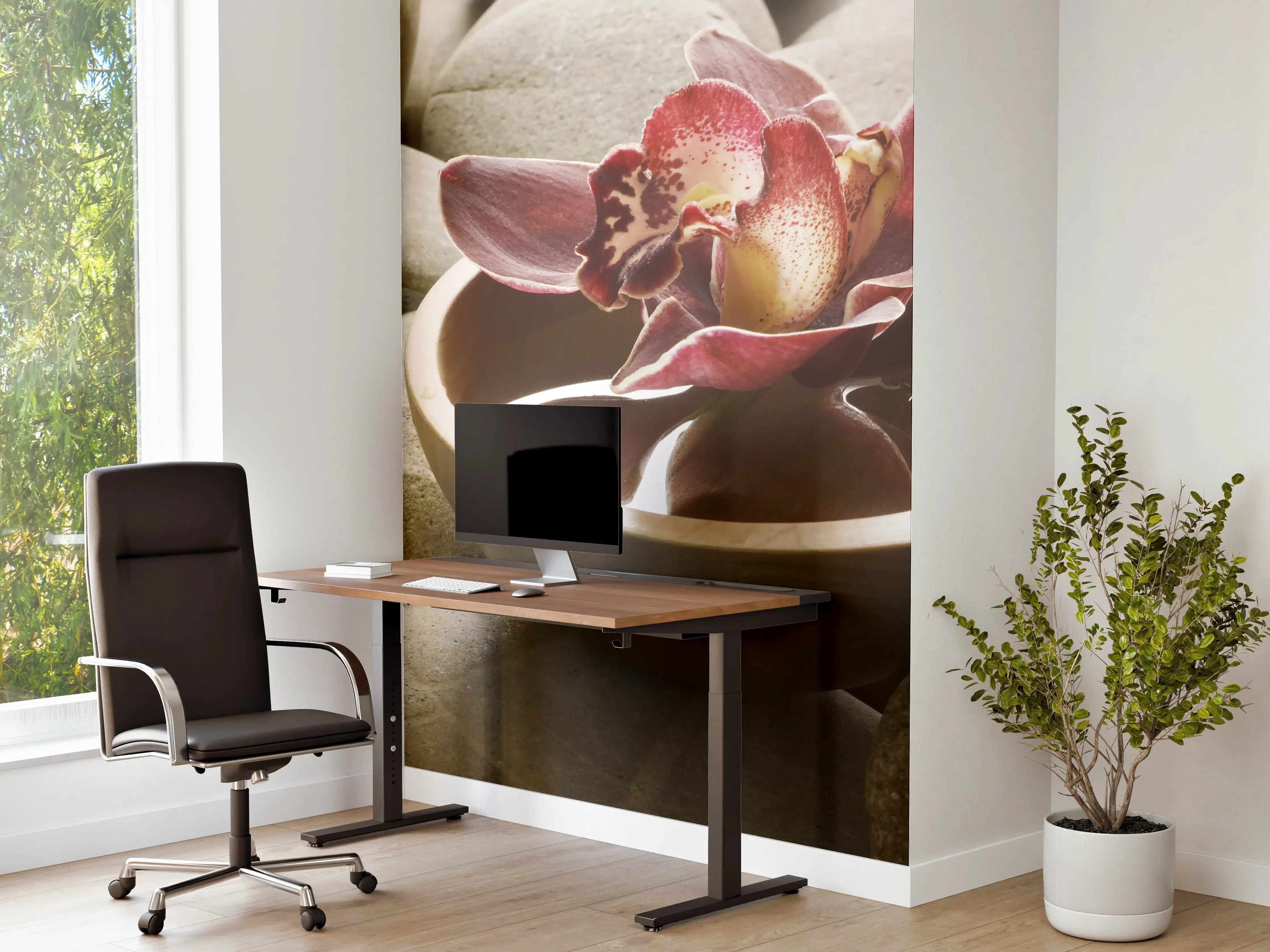 Büro Wandgestaltung - Sanfte Wasserblume auf Steinen