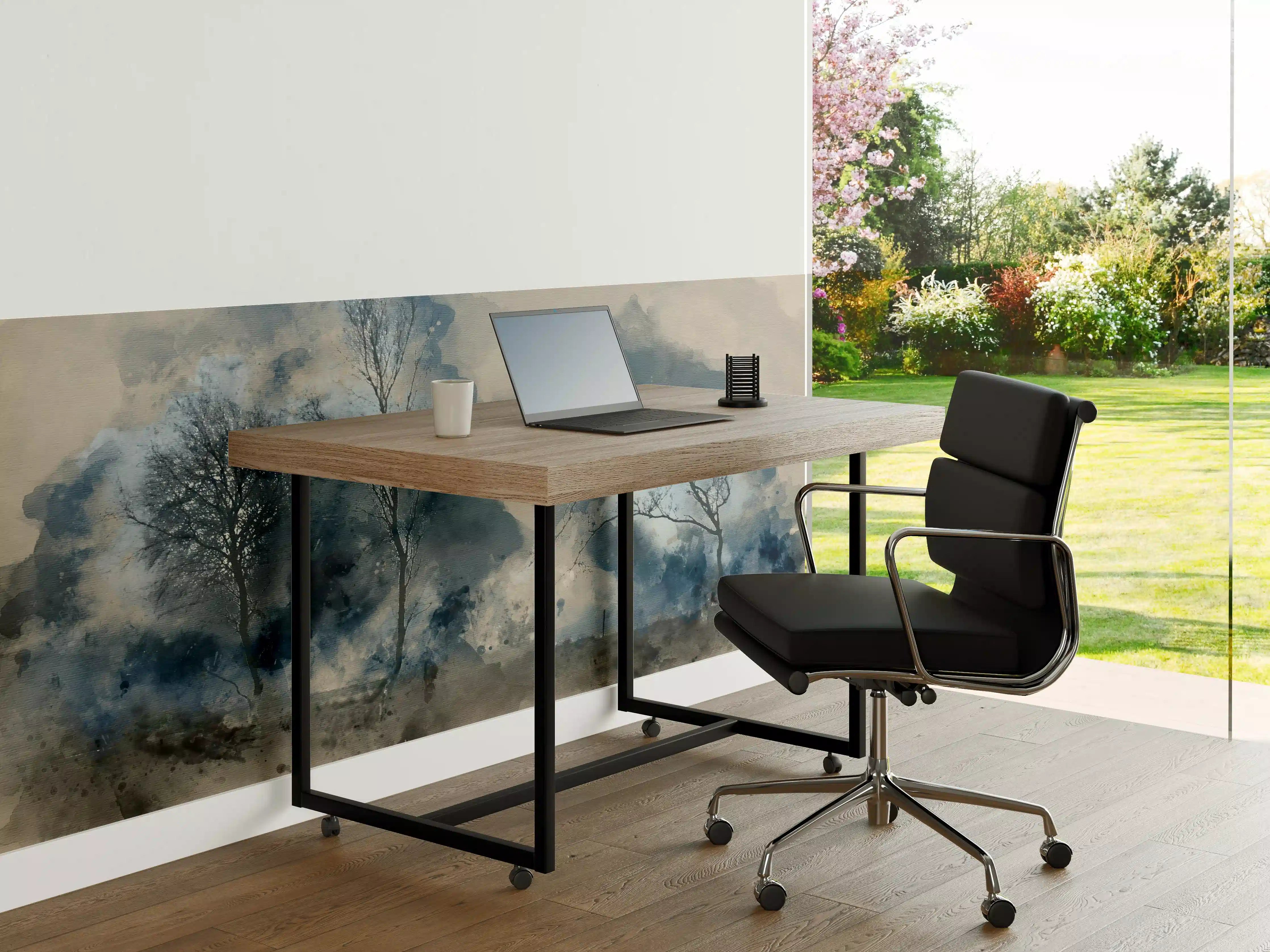 Büro Wandgestaltung - Sanfte Wasserfarben-Landschaft mit Birken