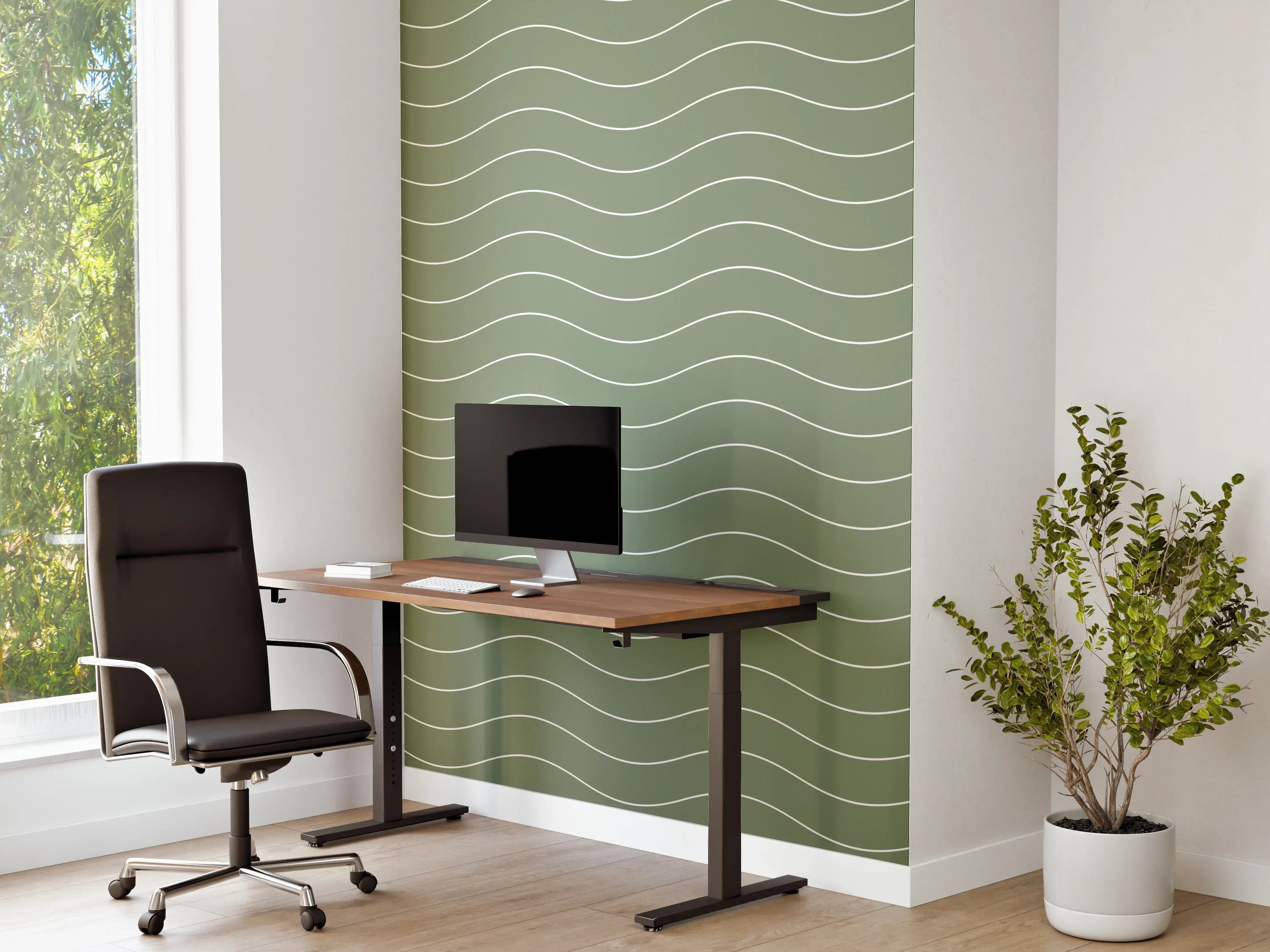Büro Wandgestaltung - Sanfte Wasserwellen in Grün