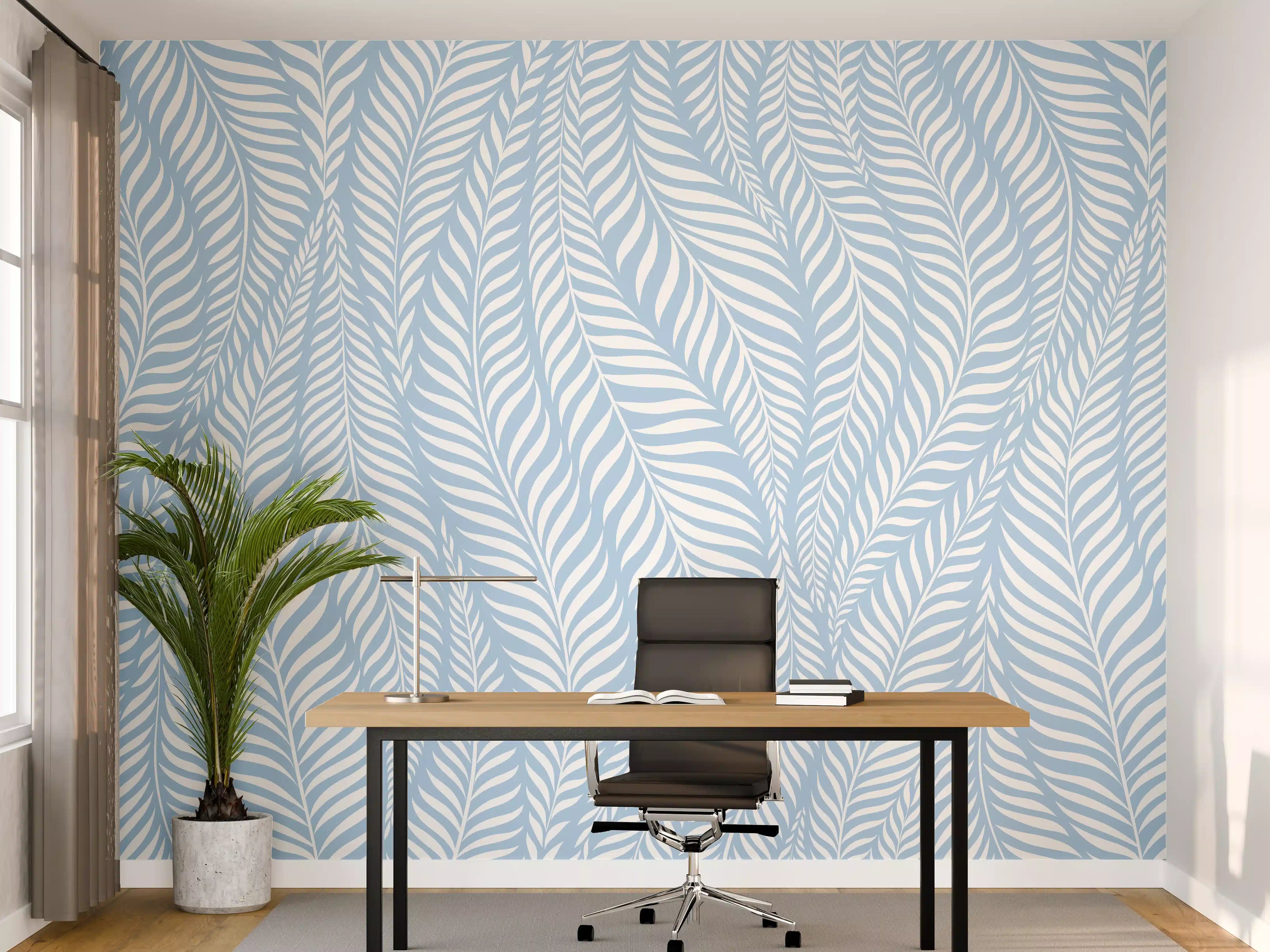 Büro Wandgestaltung - Sanfte Wellen in Blau und Weiß