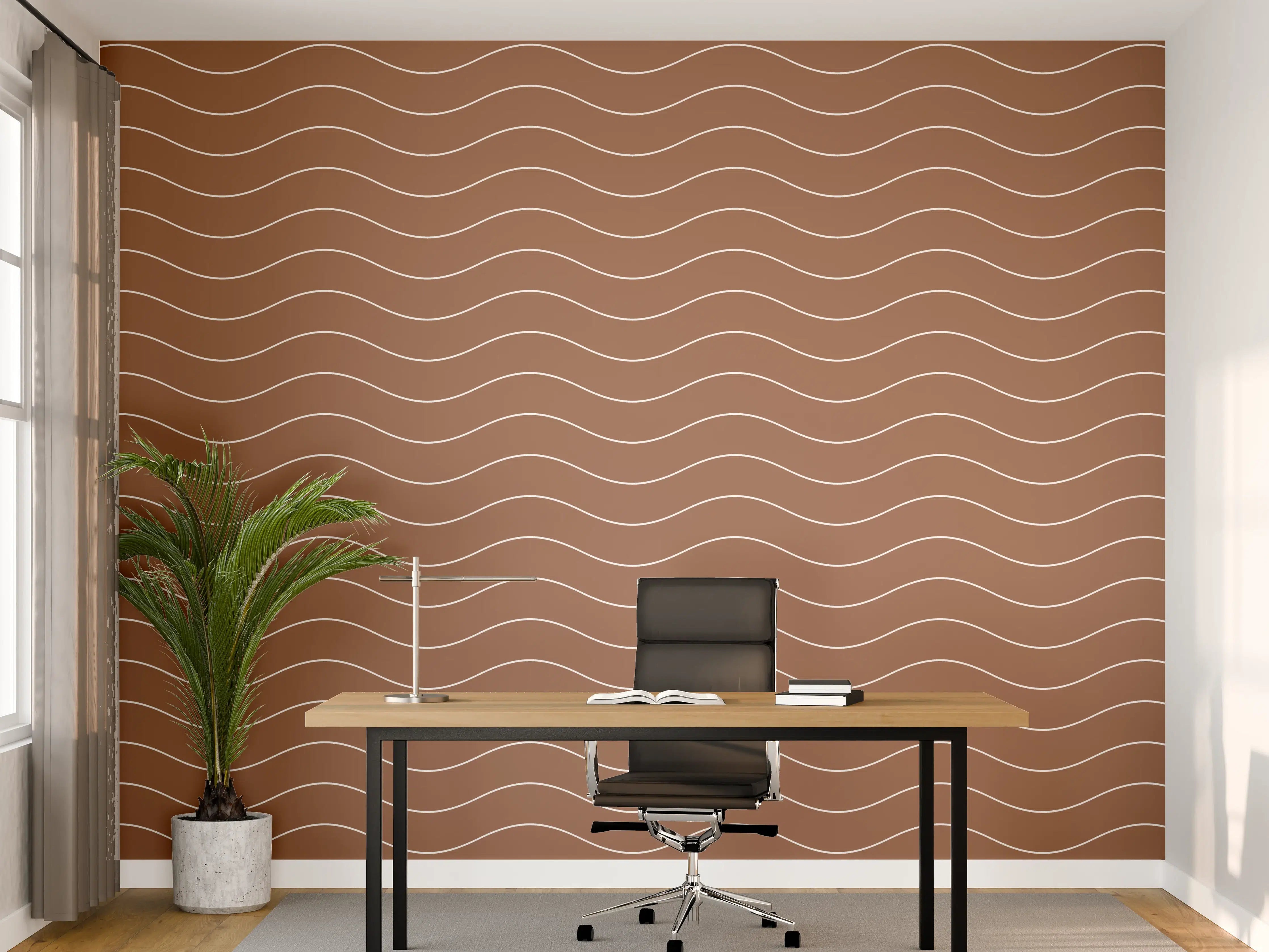 Büro Wandgestaltung - Sanfte Wellen in Braun