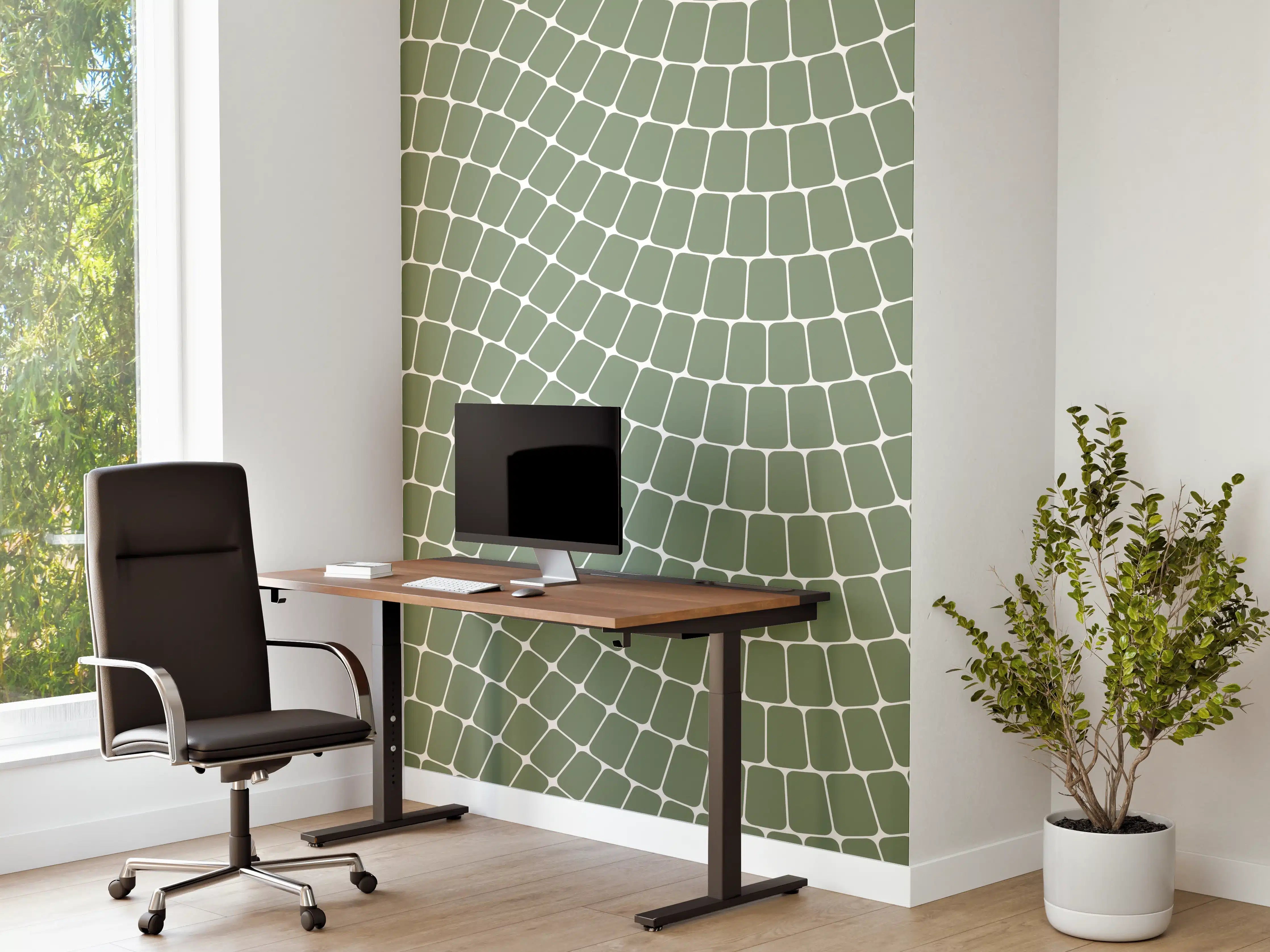 Büro Wandgestaltung - Sanfte Wellen in Olivengrün