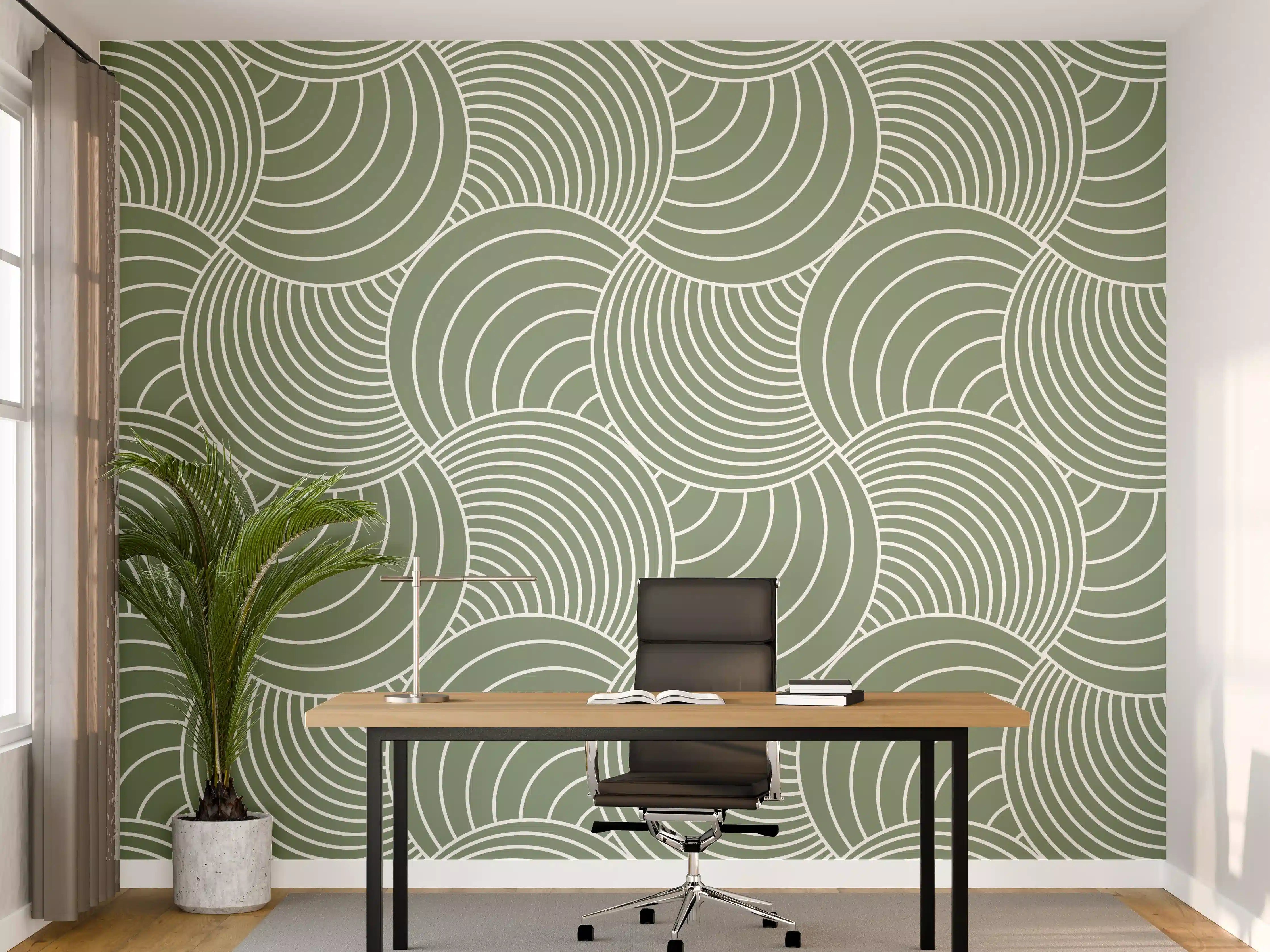 Büro Wandgestaltung - Sanfte Wellen in Ozean-Grün