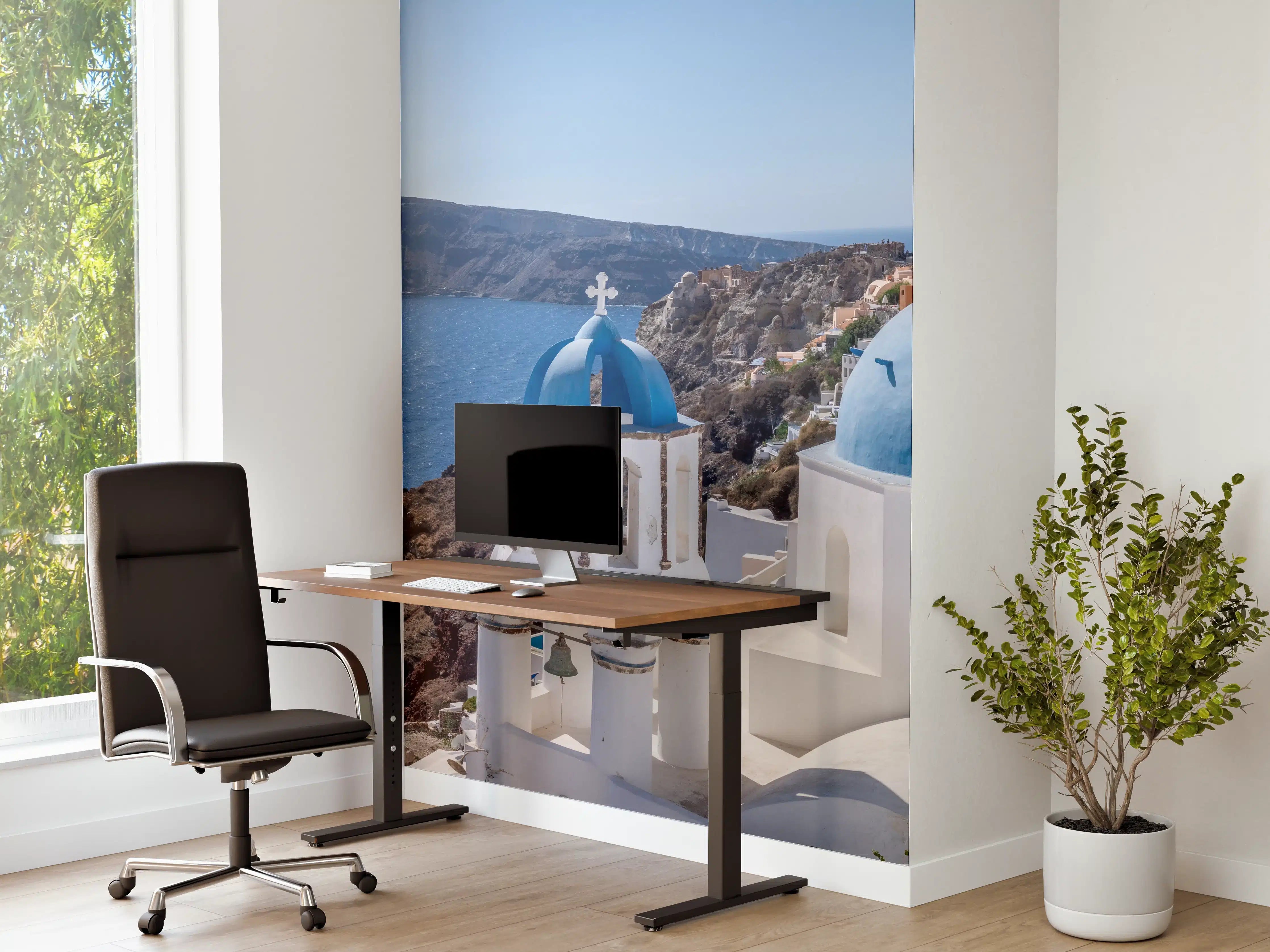 Büro Wandgestaltung - Santorini Blau-Weiß Skyline