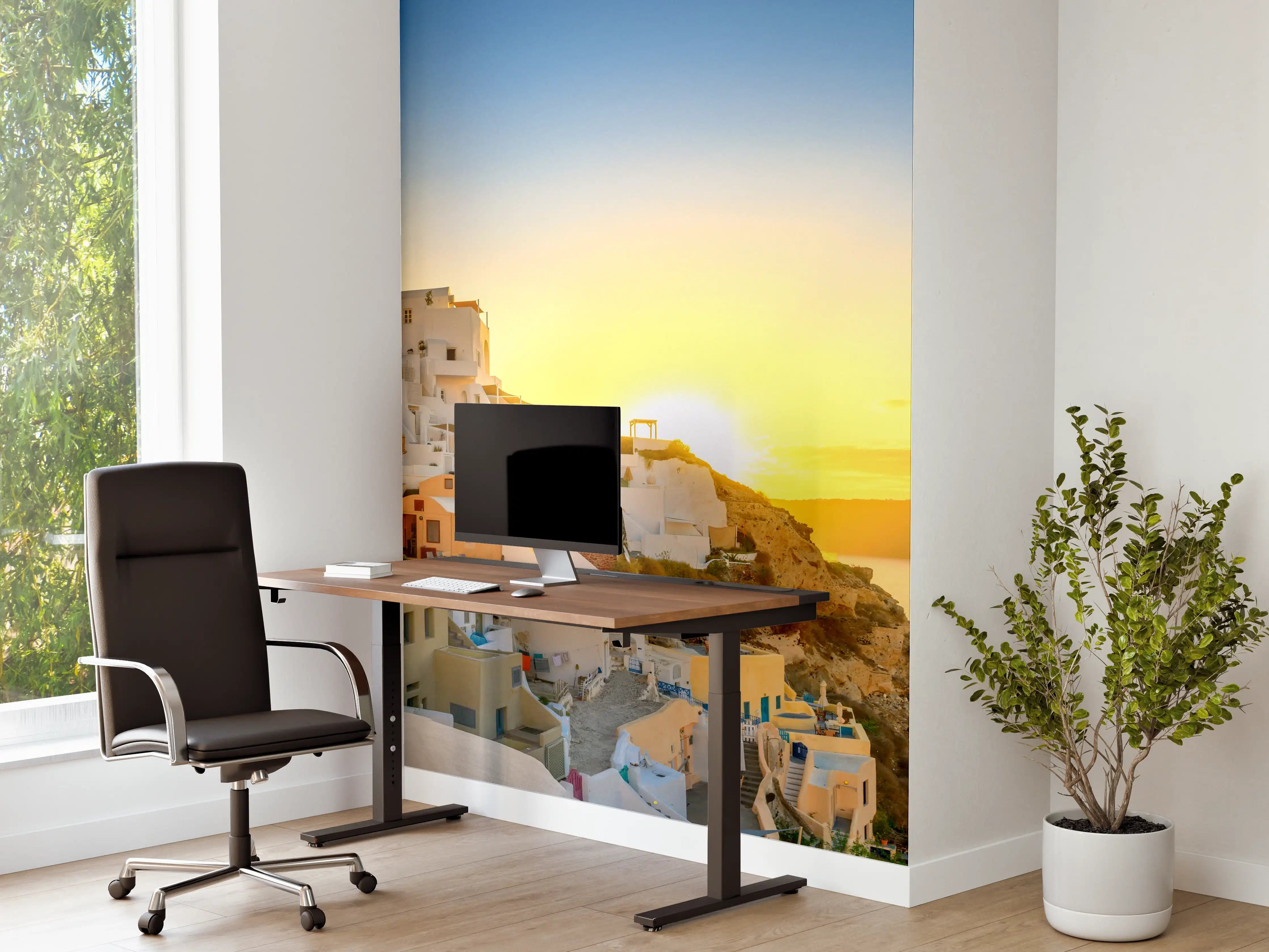Büro Wandgestaltung - Santorini Sonnenuntergang Skyline