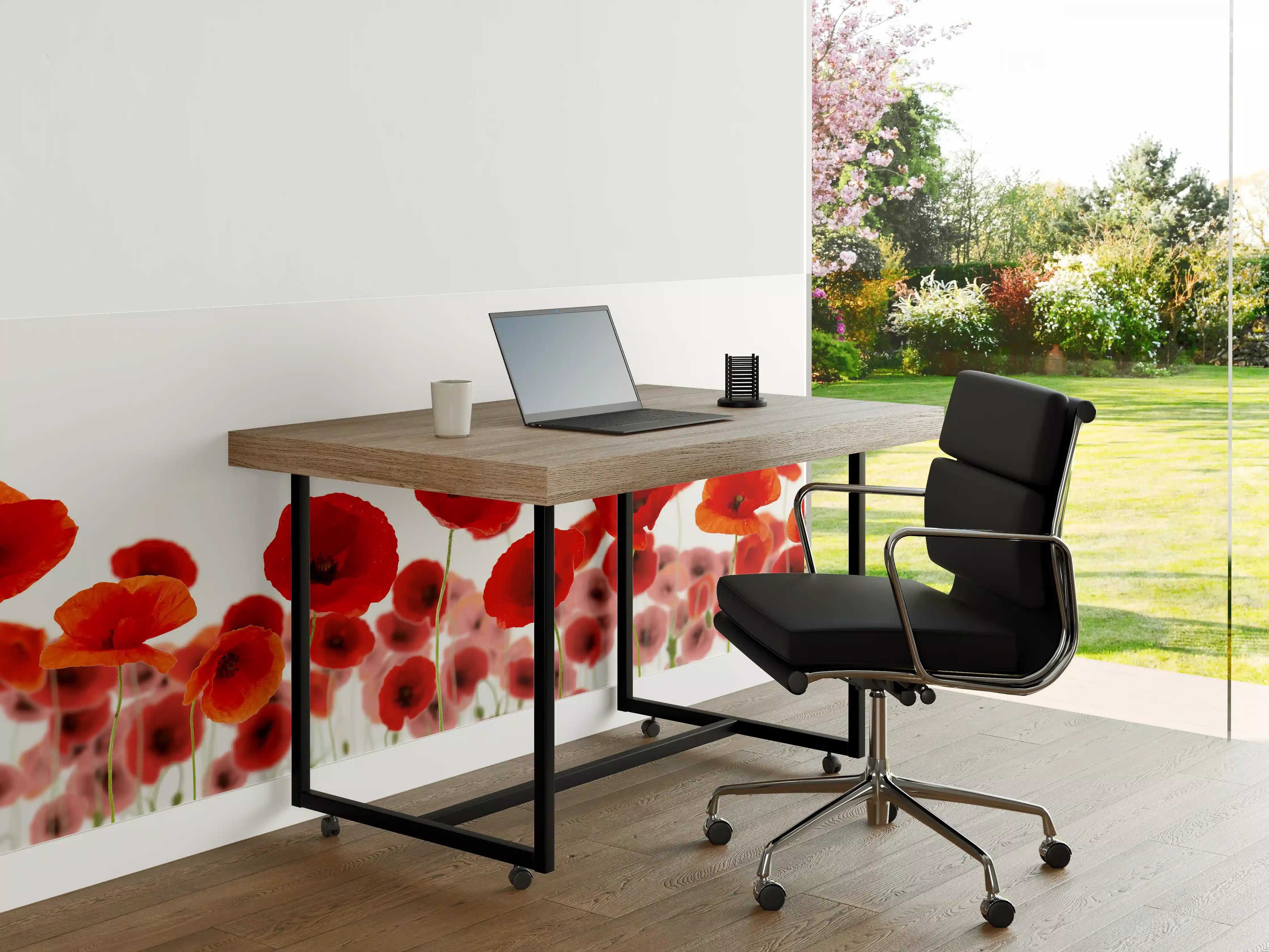 Büro Wandgestaltung - Schimmernde Mohnblumen in Rot
