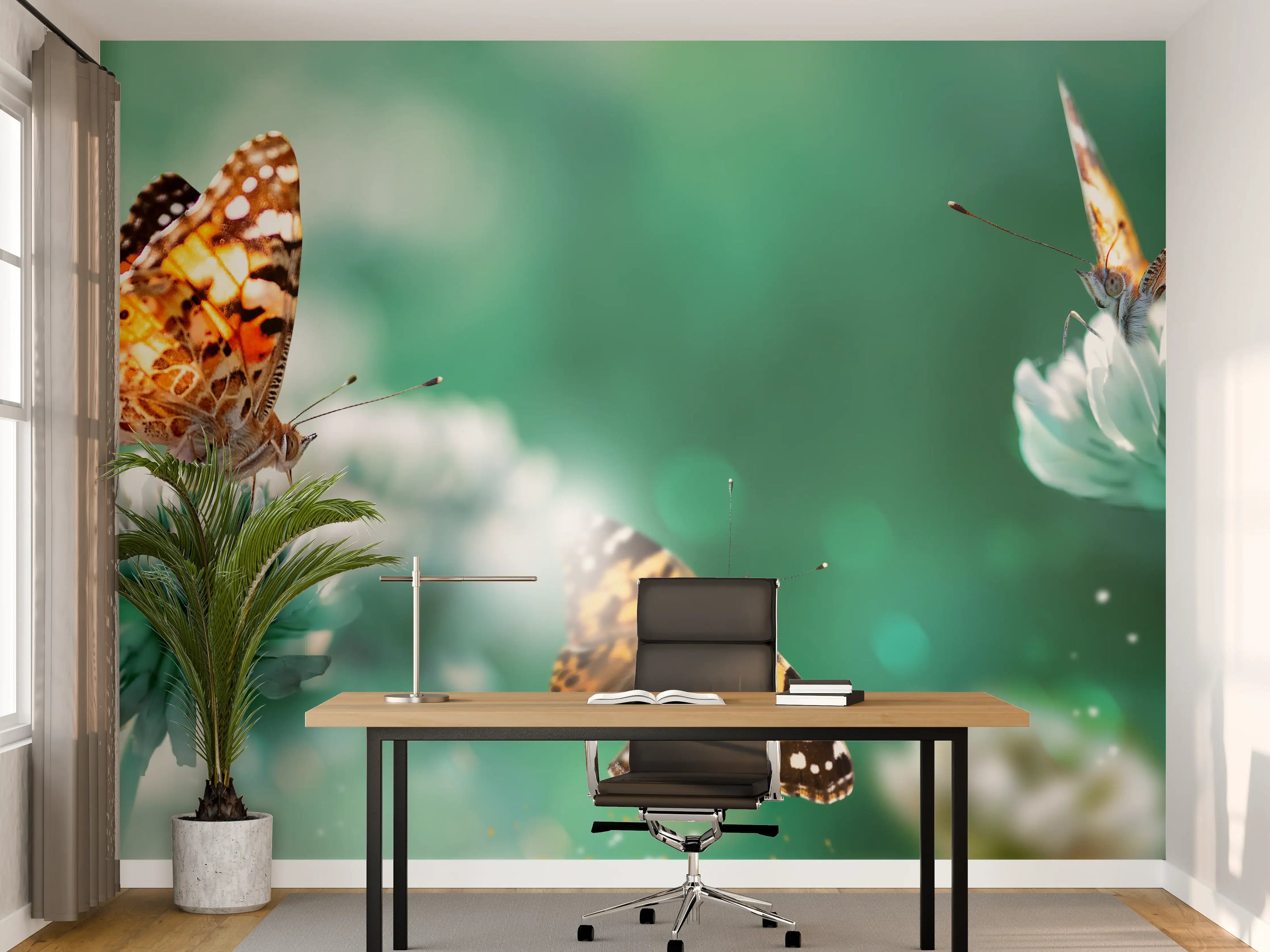 Büro Wandgestaltung - Schmetterling auf Weißkleeblüten