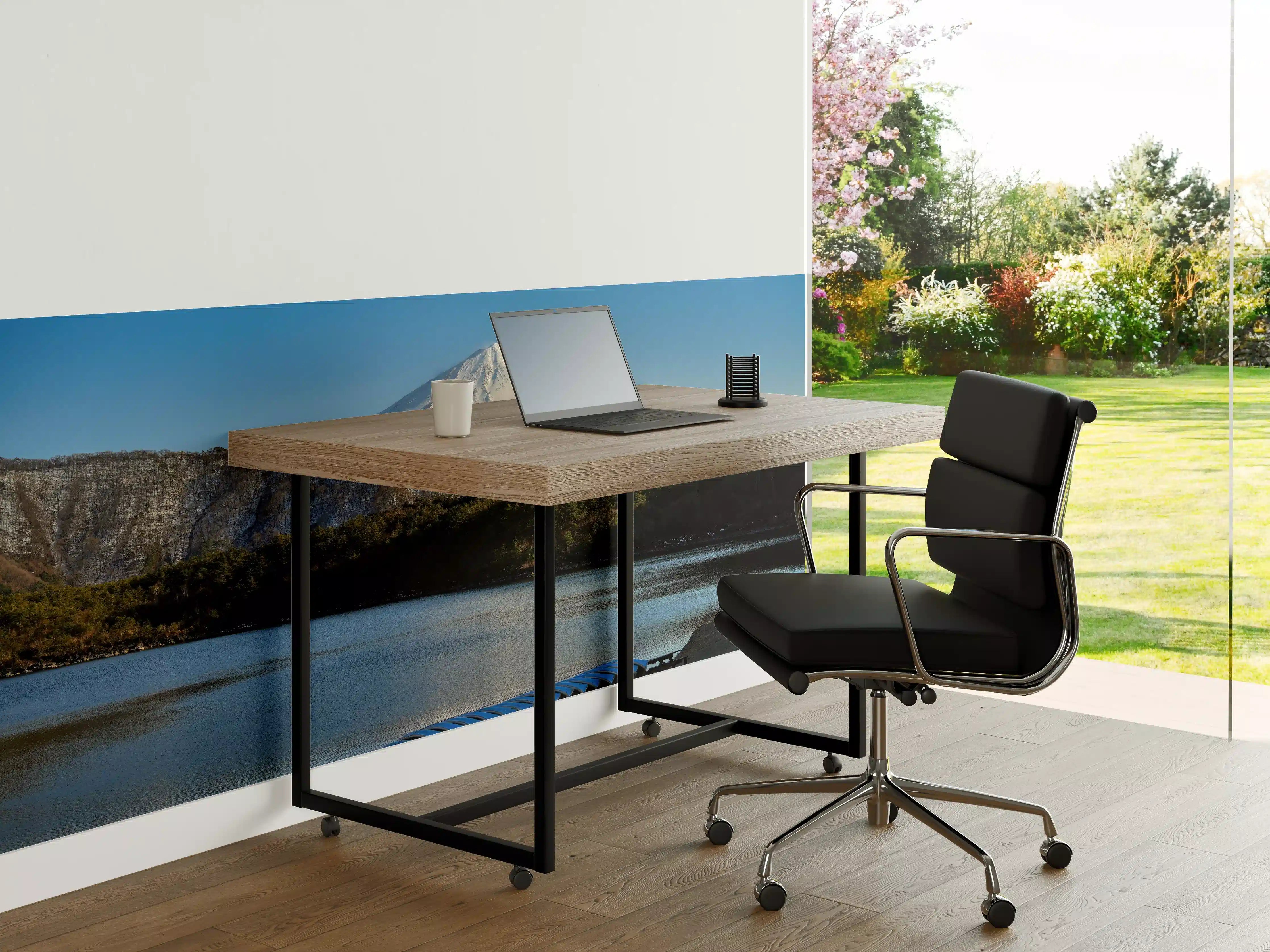 Büro Wandgestaltung - Schneebedeuter Mount Fuji über ruhigem See