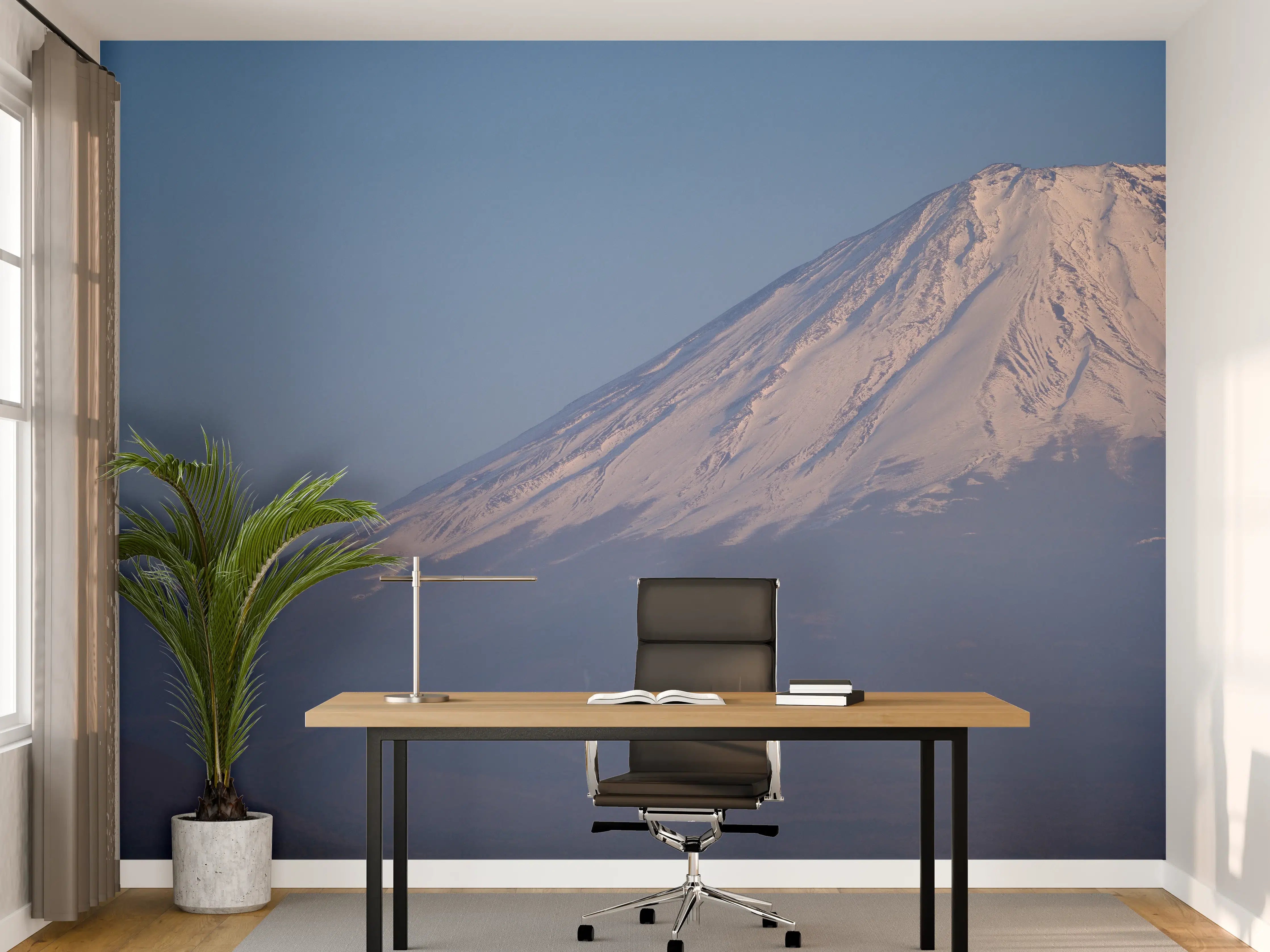 Büro Wandgestaltung - Schneebedeuter Vulkan im Morgenlicht