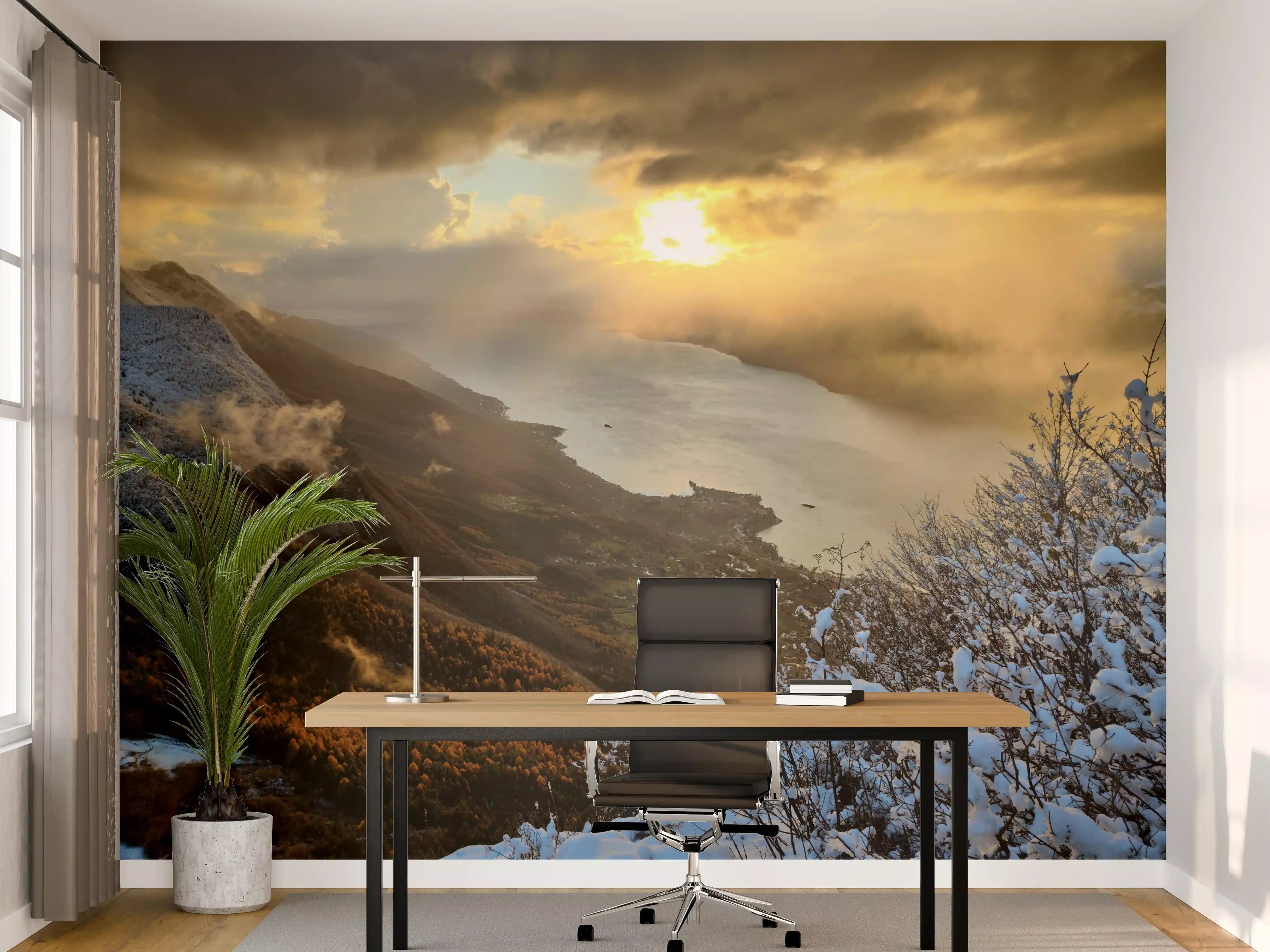 Büro Wandgestaltung - Schneelandschaft am Gardasee