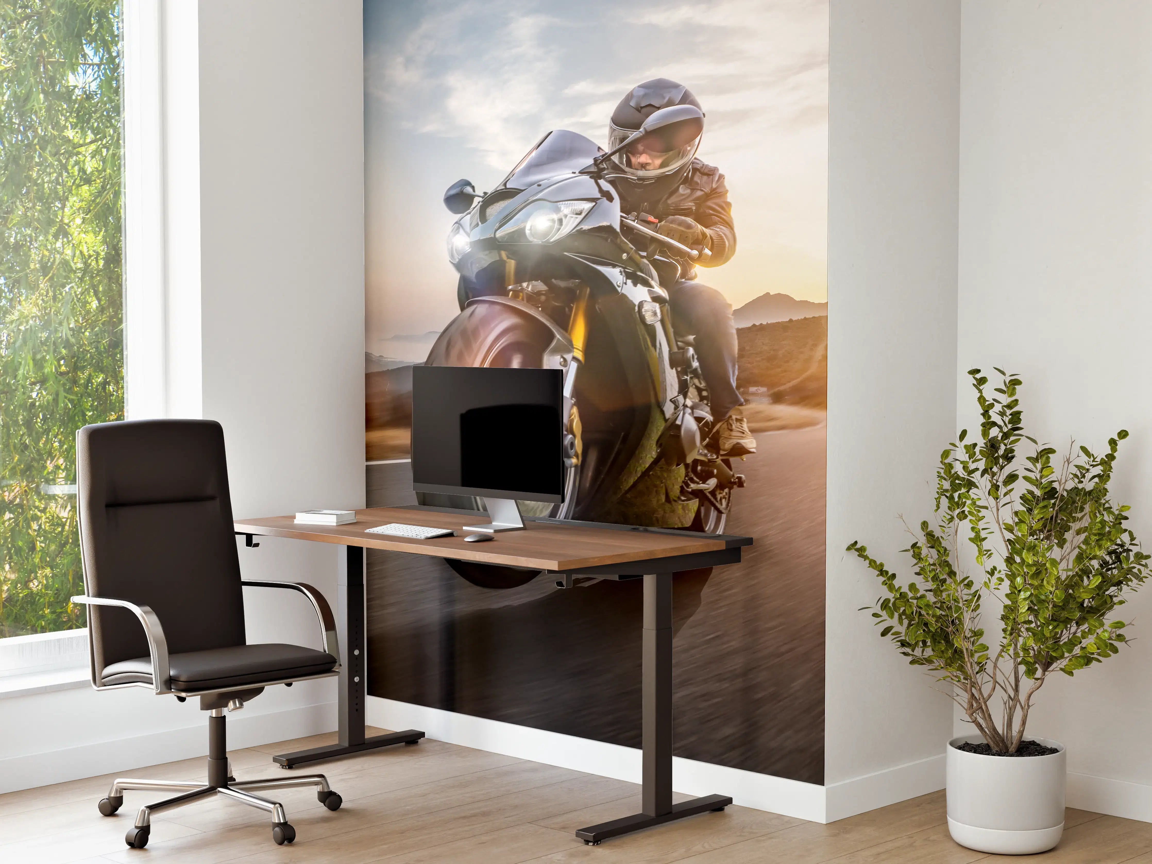 Büro Wandgestaltung - Schnelles Motorrad auf der Küstenstraße