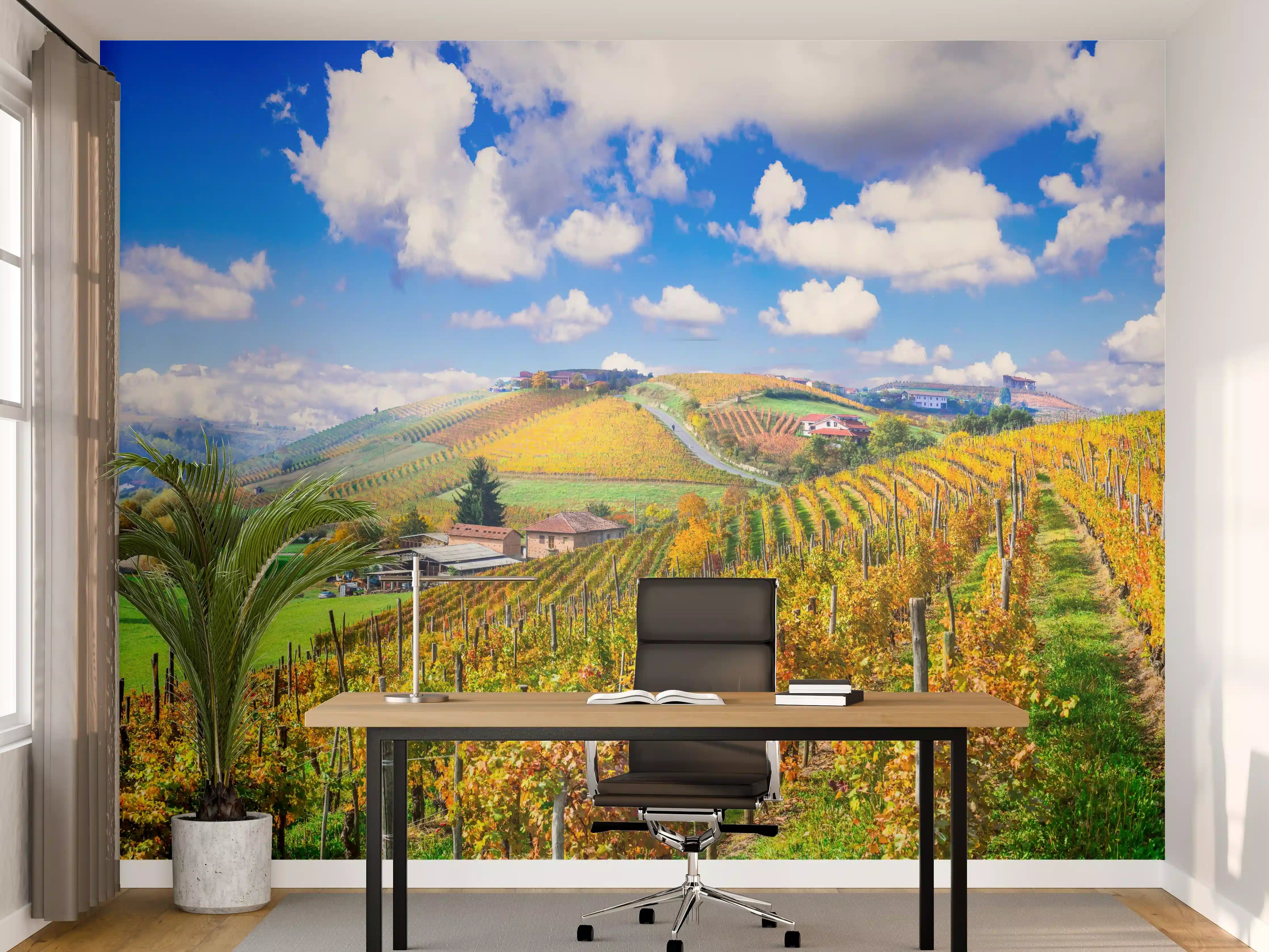 Büro Wandgestaltung - Schöne Herbstlandschaft mit Weinbergen - Toskana