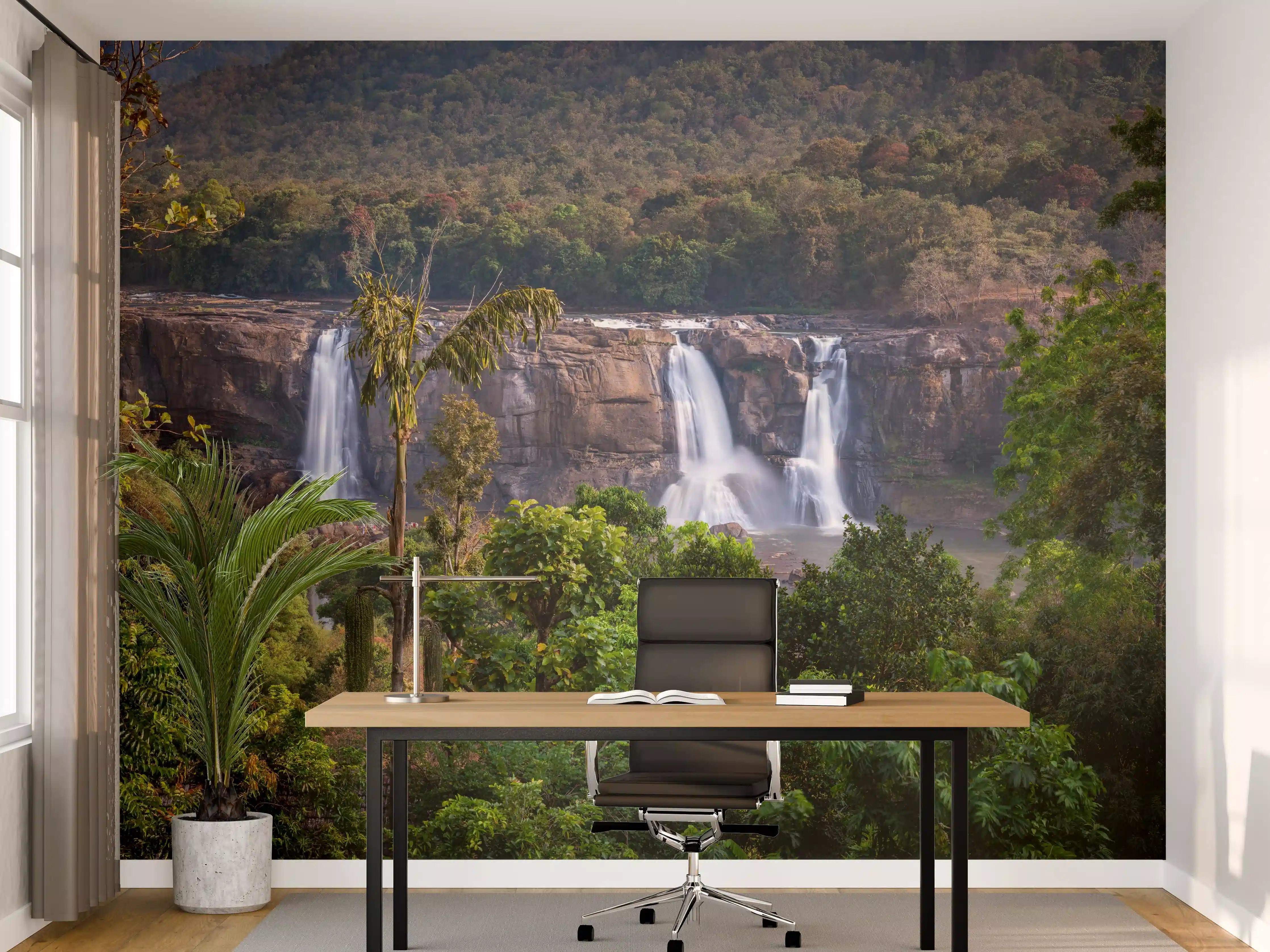 Büro Wandgestaltung - Schöne Langzeitbelichtung der Athirappilly-Wasserfälle