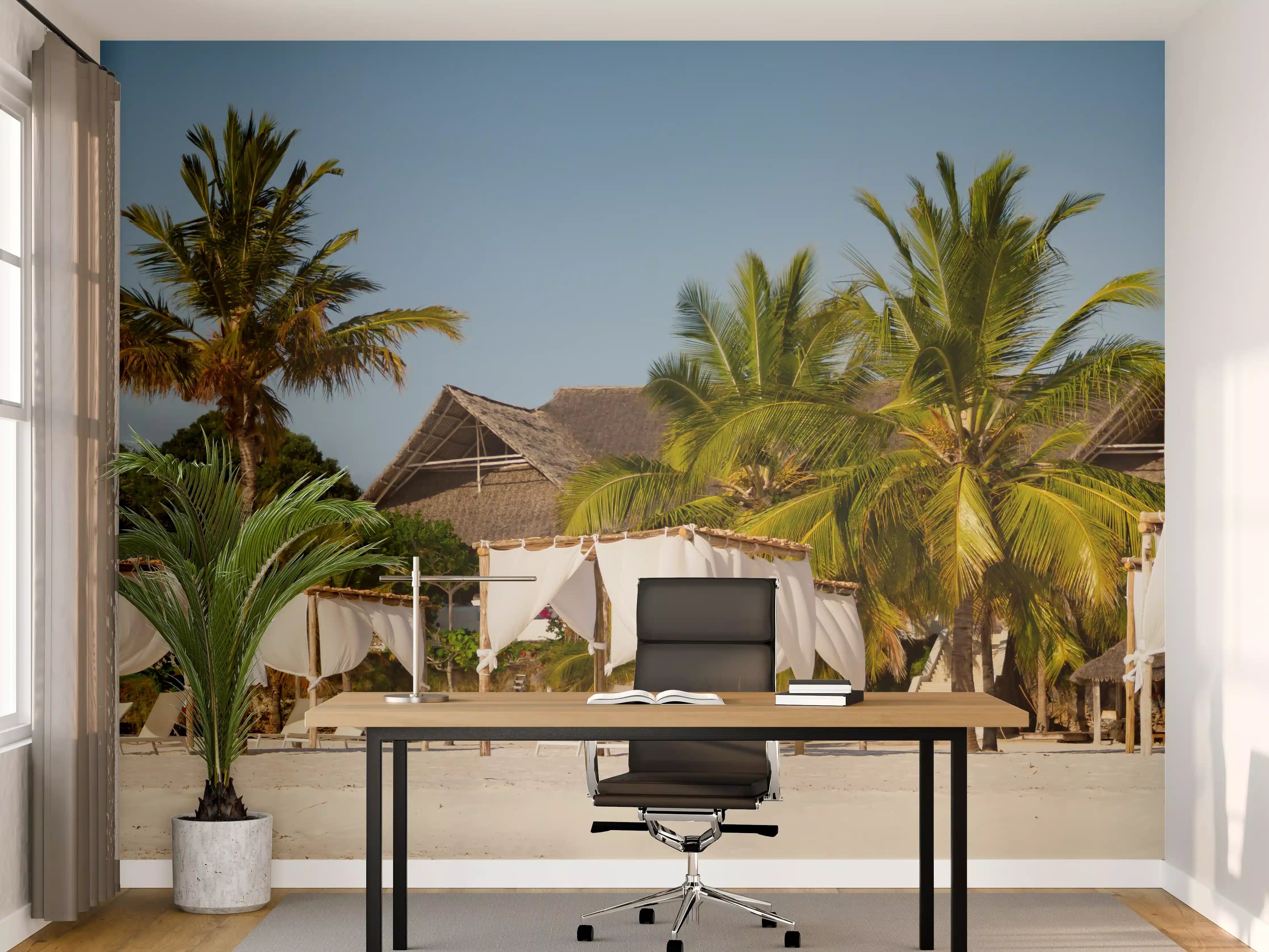 Büro Wandgestaltung - Schöner Strand mit Liegen