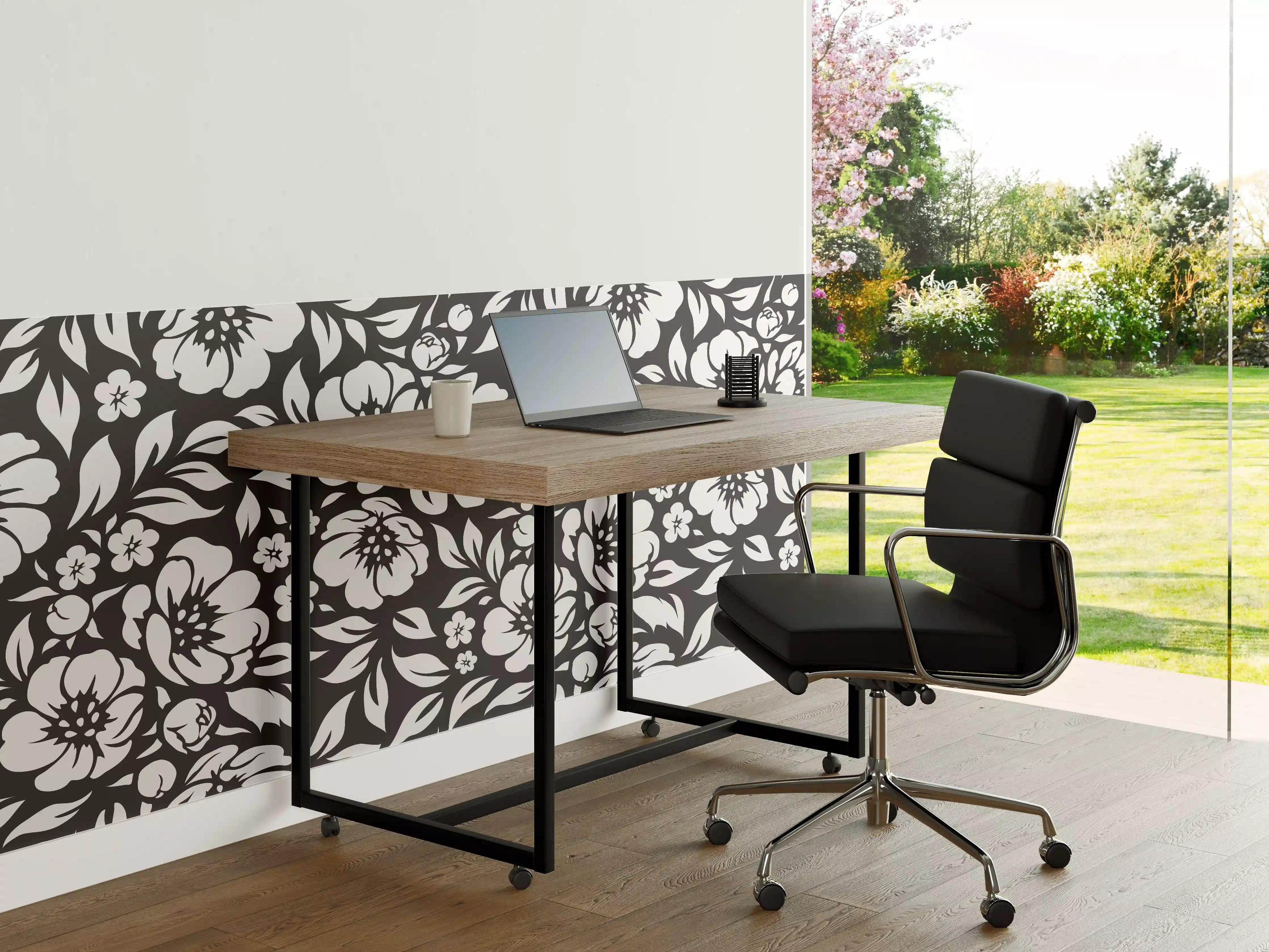 Büro Wandgestaltung - Schwarz-Weiß-Blumenmuster