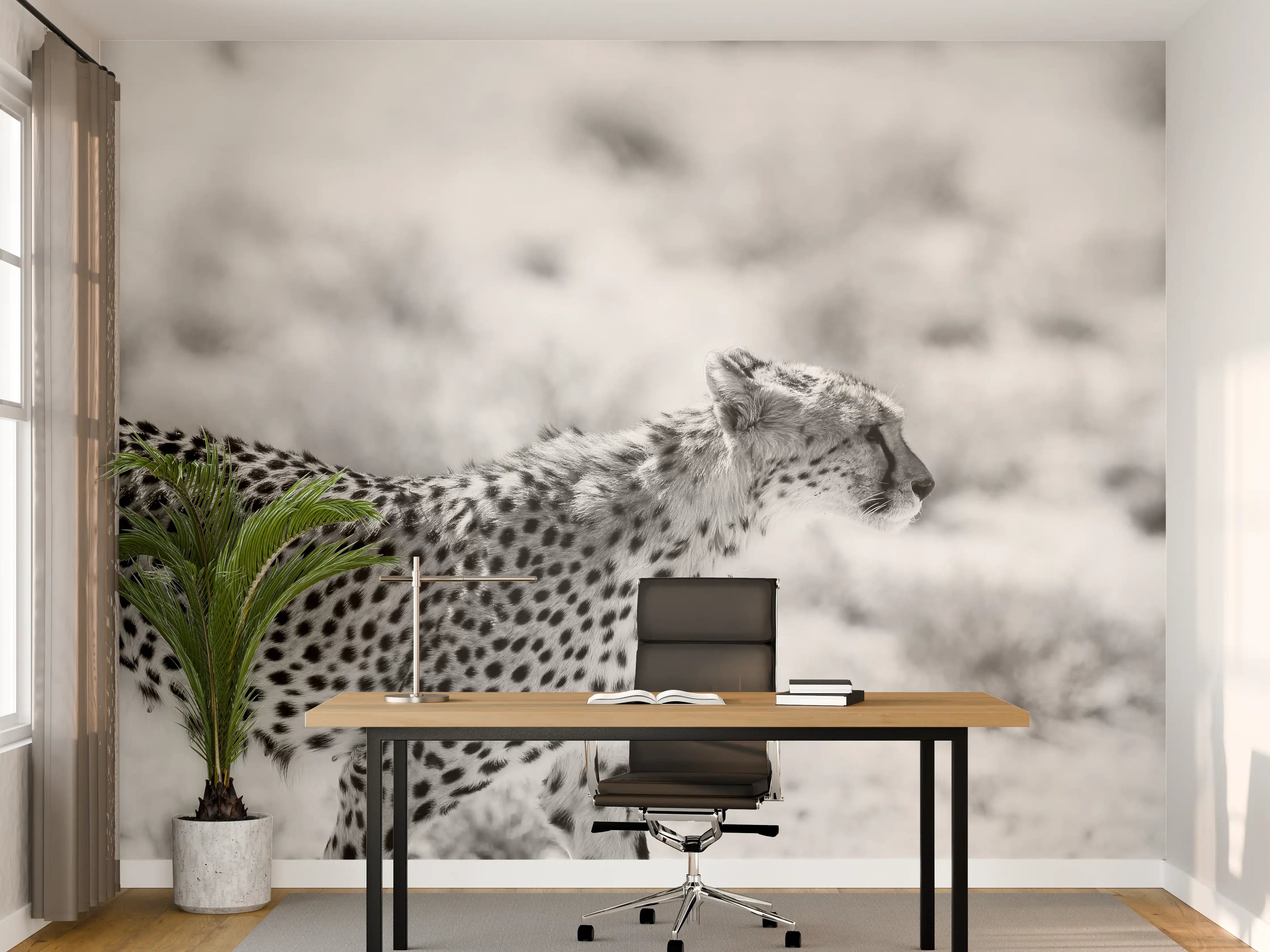 Büro Wandgestaltung - Schwarz-Weiß Geparden-Motiv