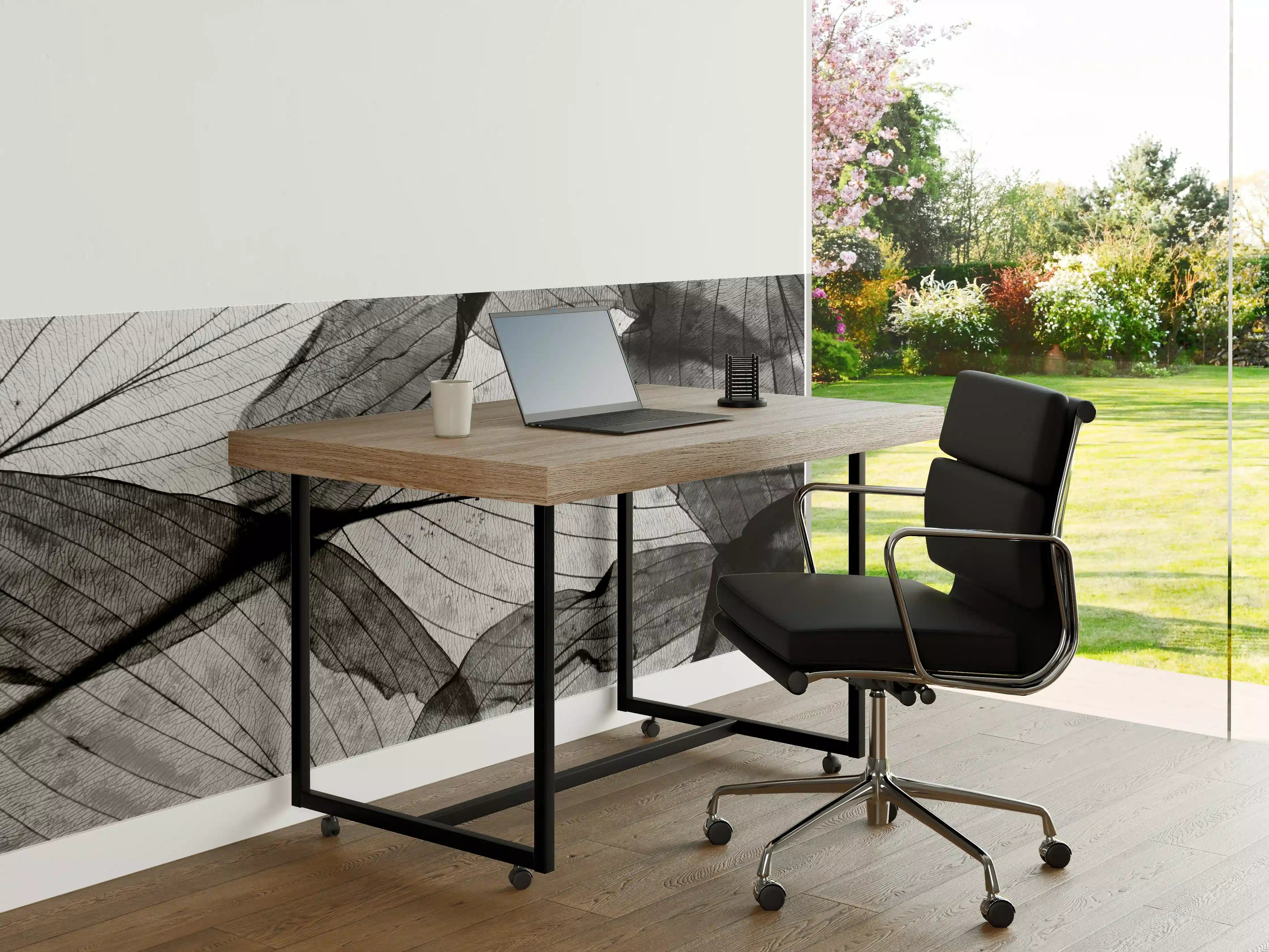 Büro Wandgestaltung - Schwarz-Weiß Herbstlaub Textur